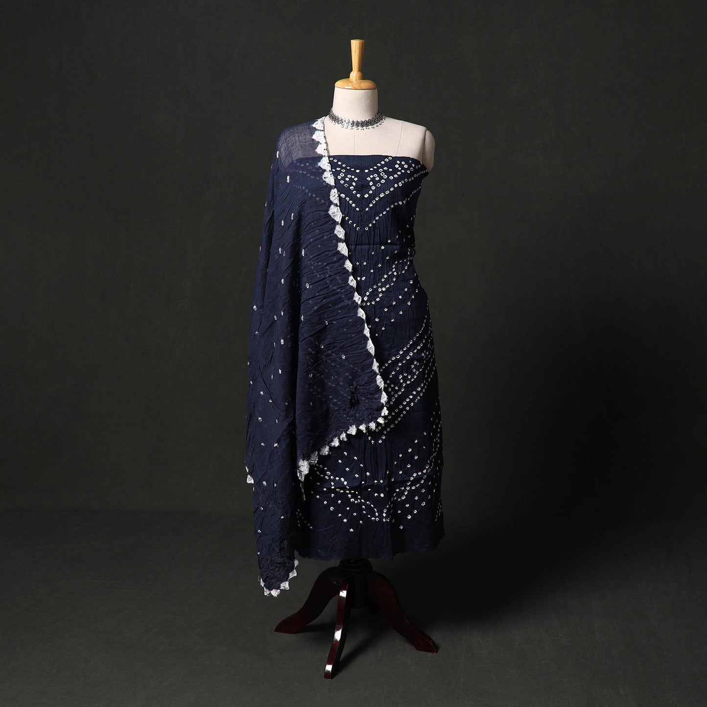 Kutch tie-dye satin cotton bandhani 3pc unstitched dress