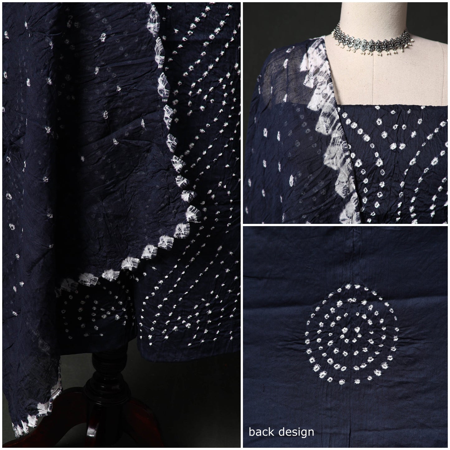 Kutch tie-dye satin cotton bandhani 3pc unstitched dress