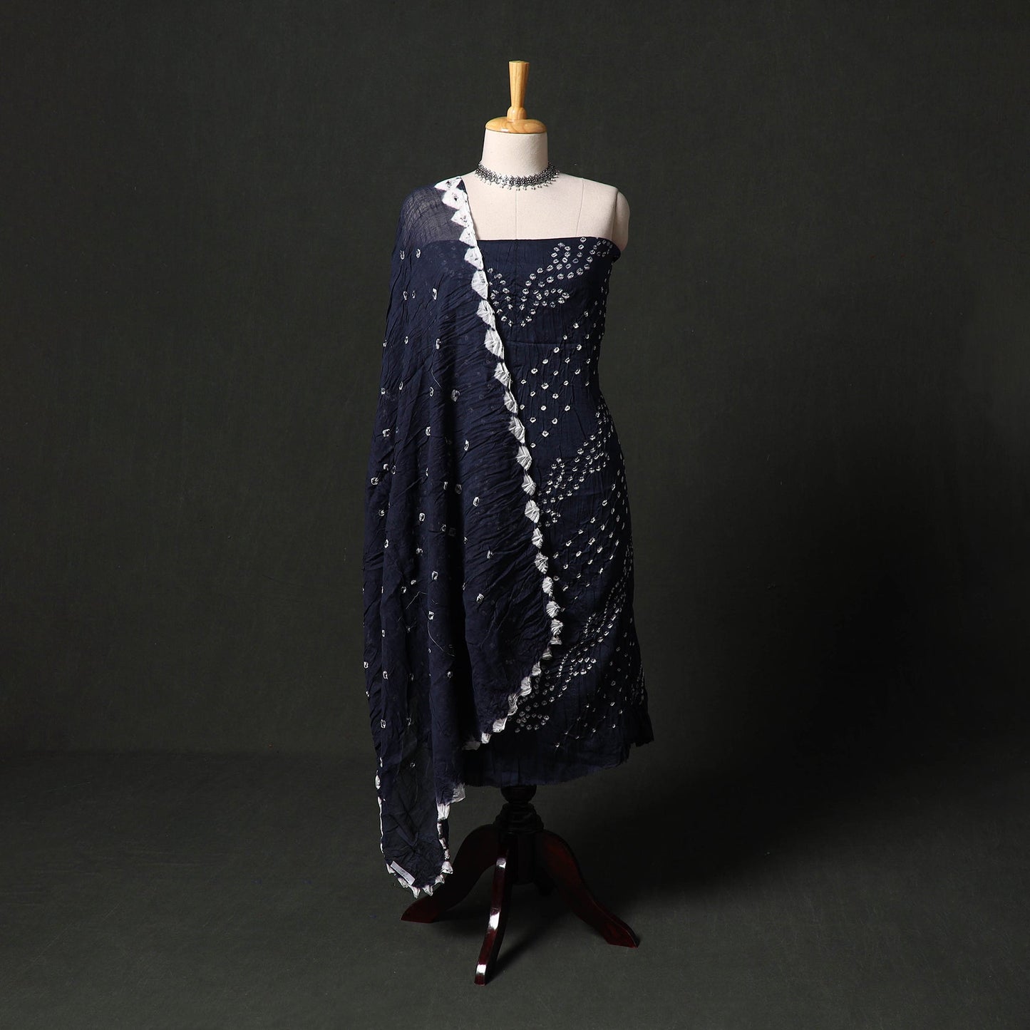 Kutch tie-dye satin cotton bandhani 3pc unstitched dress