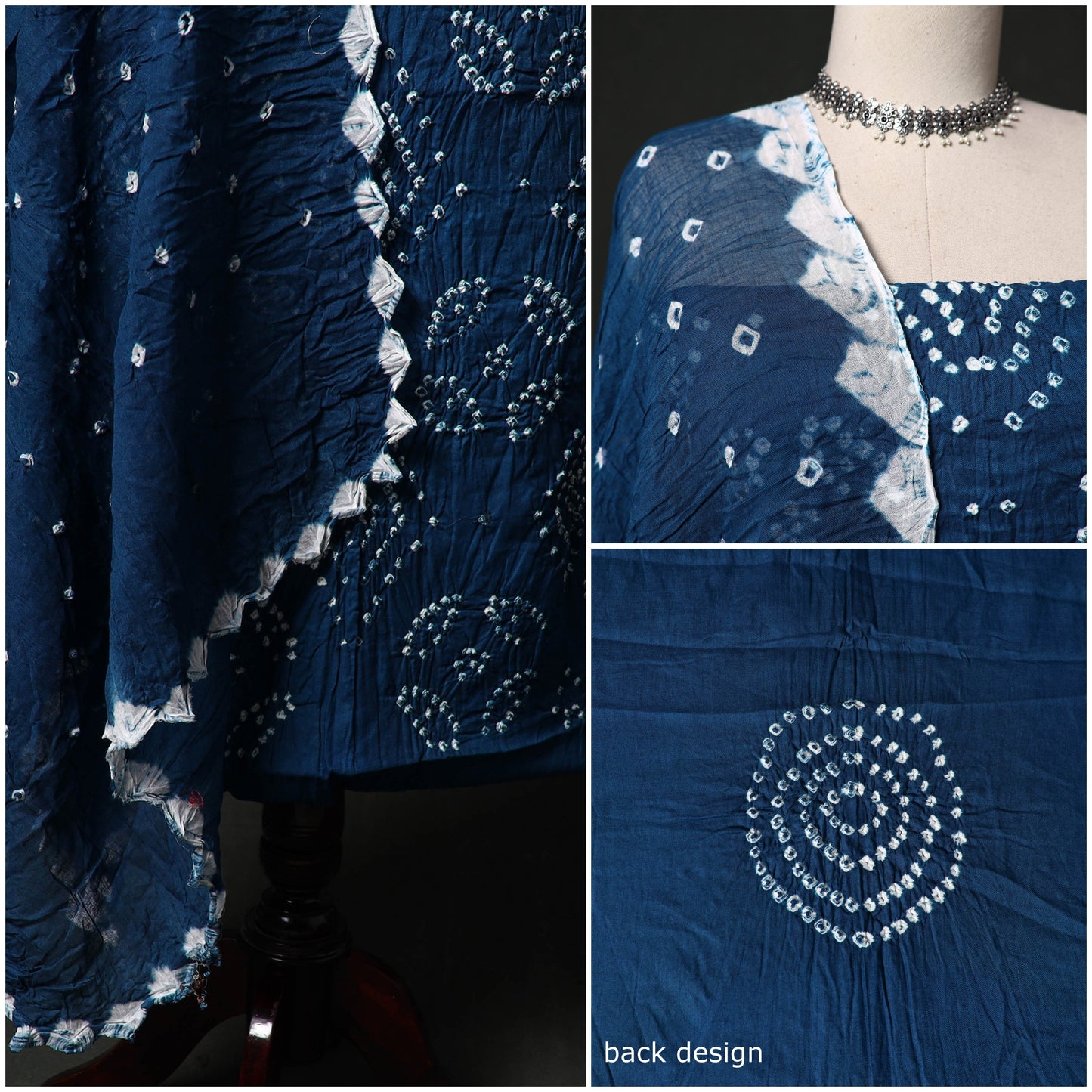 Kutch tie-dye satin cotton bandhani 3pc unstitched dress