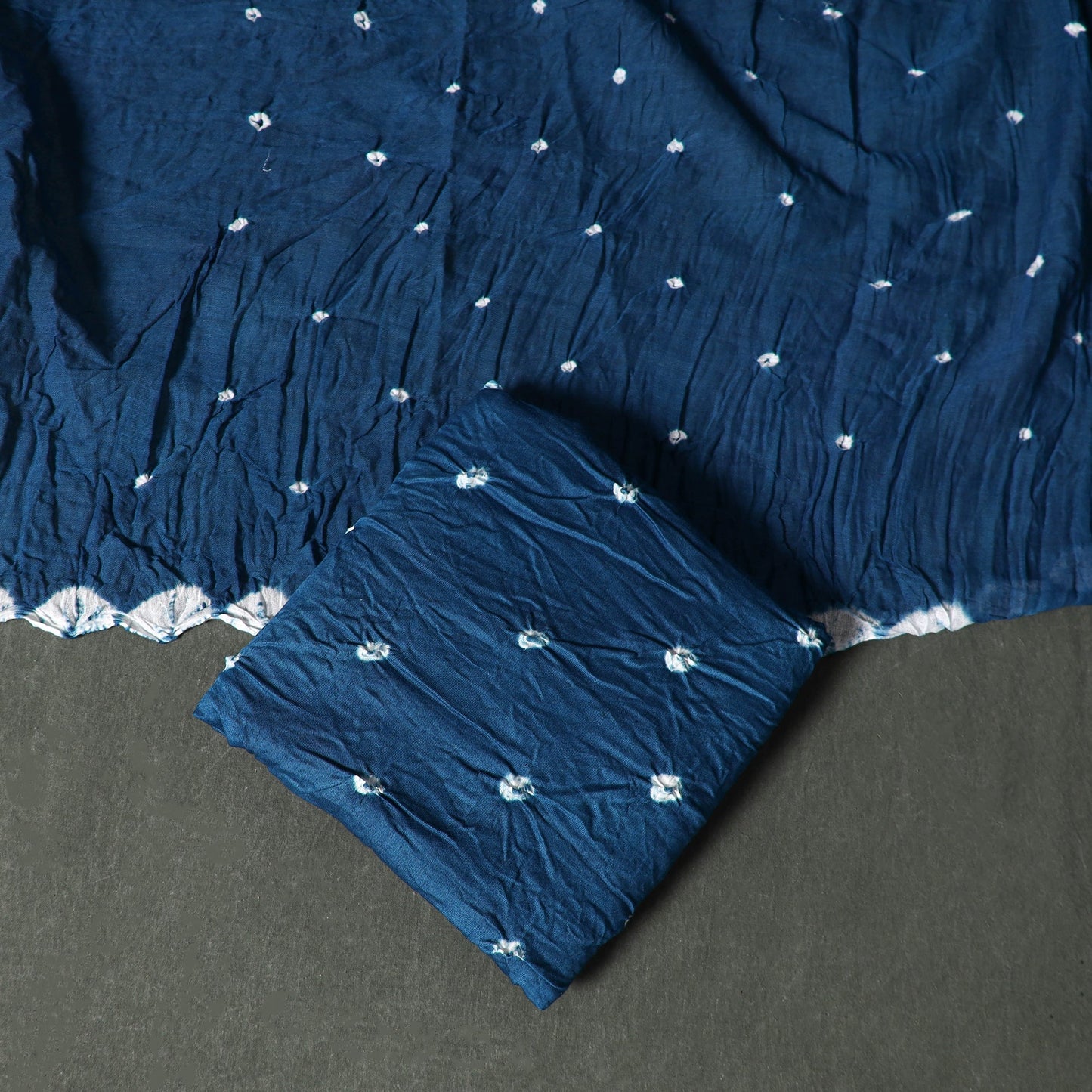 Kutch tie-dye satin cotton bandhani 3pc unstitched dress