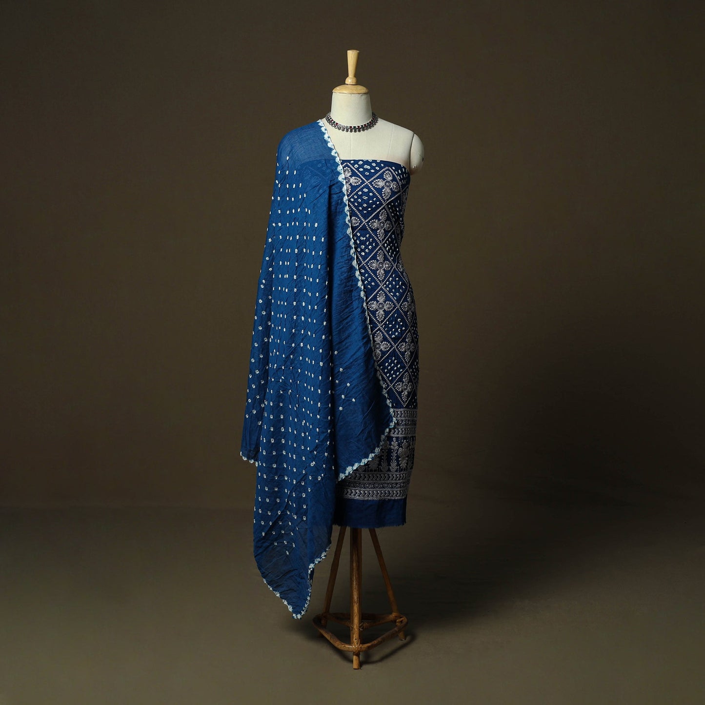 Kutch tie-dye satin cotton bandhani 3pc unstitched dress
