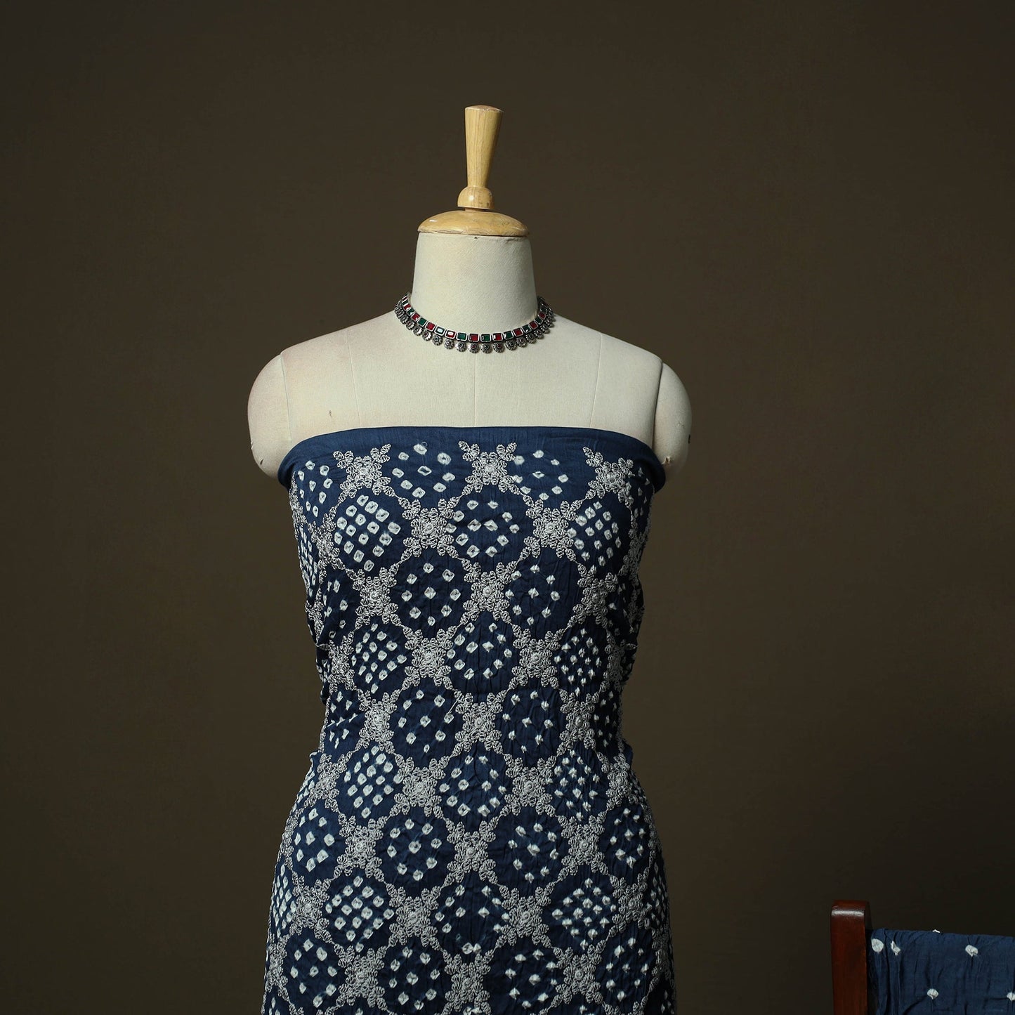 Kutch tie-dye satin cotton bandhani 3pc unstitched dress