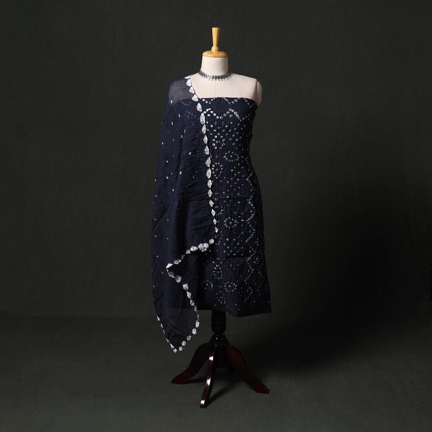 Kutch tie-dye satin cotton bandhani 3pc unstitched dress
