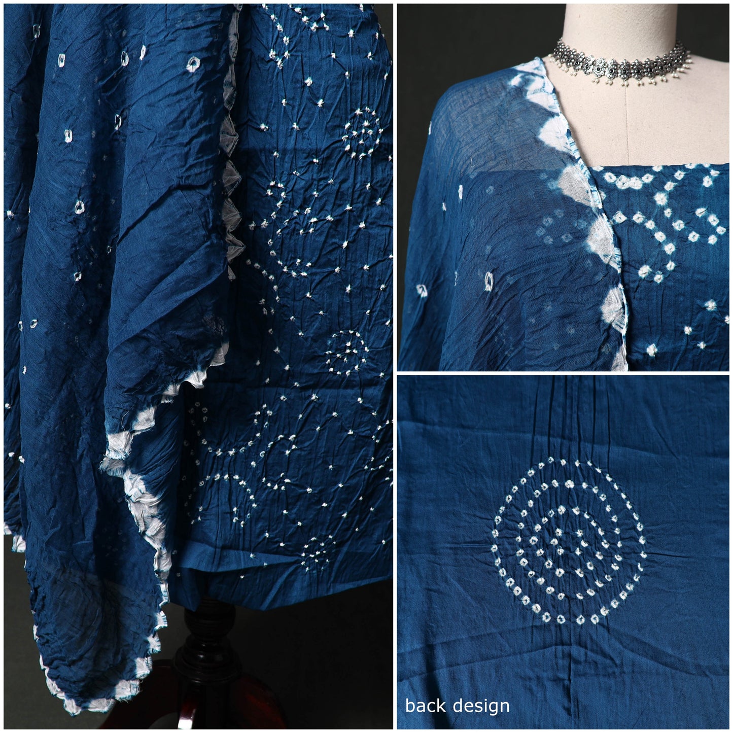 Kutch tie-dye satin cotton bandhani 3pc unstitched dress