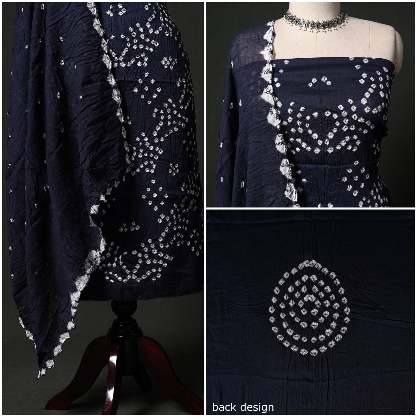 Kutch tie-dye satin cotton bandhani 3pc unstitched dress