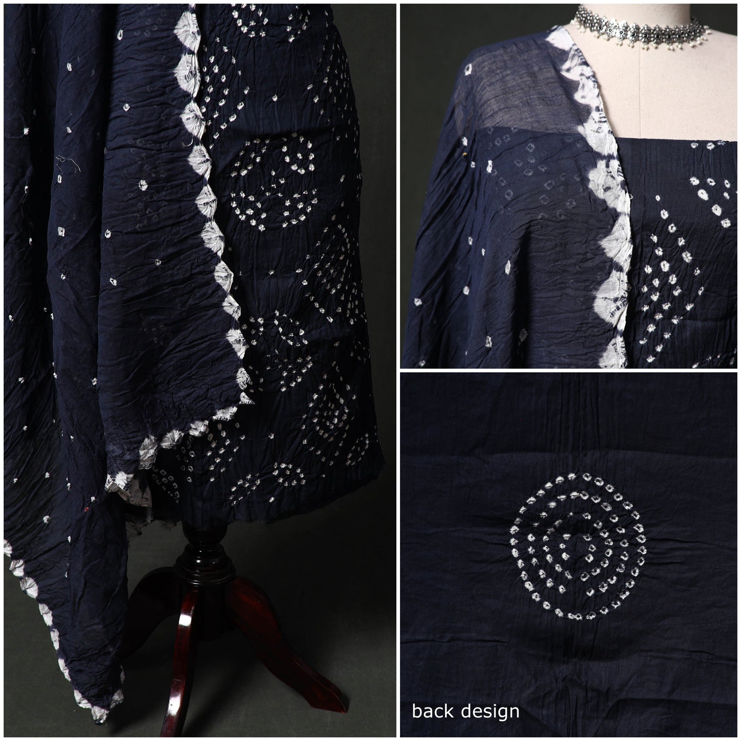 Kutch tie-dye satin cotton bandhani 3pc unstitched dress