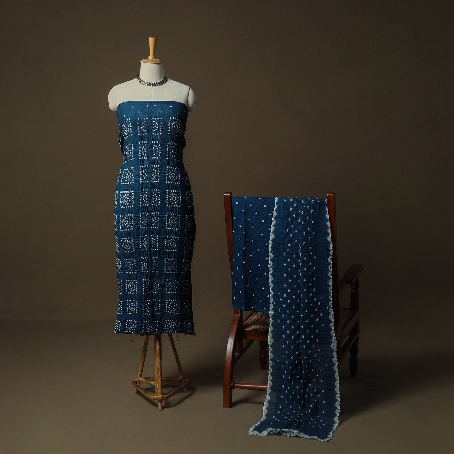Kutch tie-dye satin cotton bandhani 3pc unstitched dress