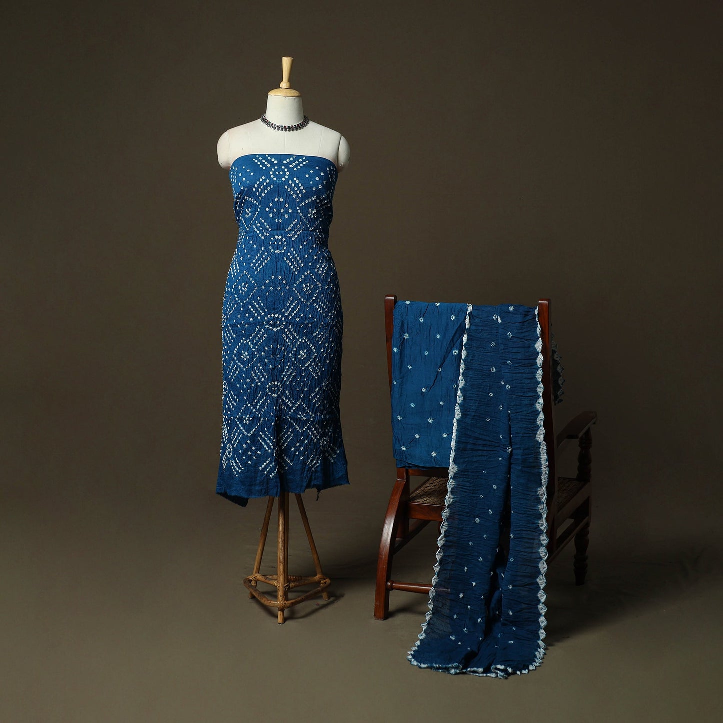 Kutch tie-dye satin cotton bandhani 3pc unstitched dress