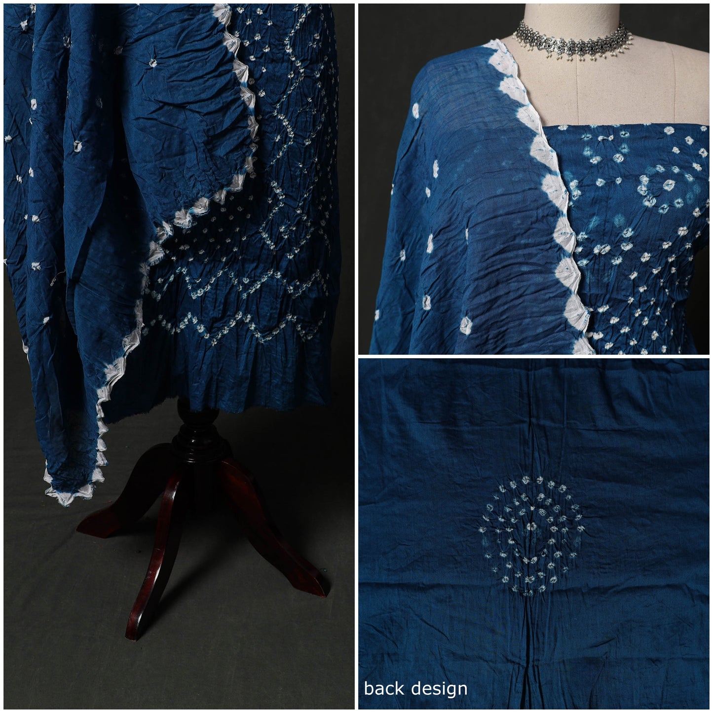 Kutch tie-dye satin cotton bandhani 3pc unstitched dress