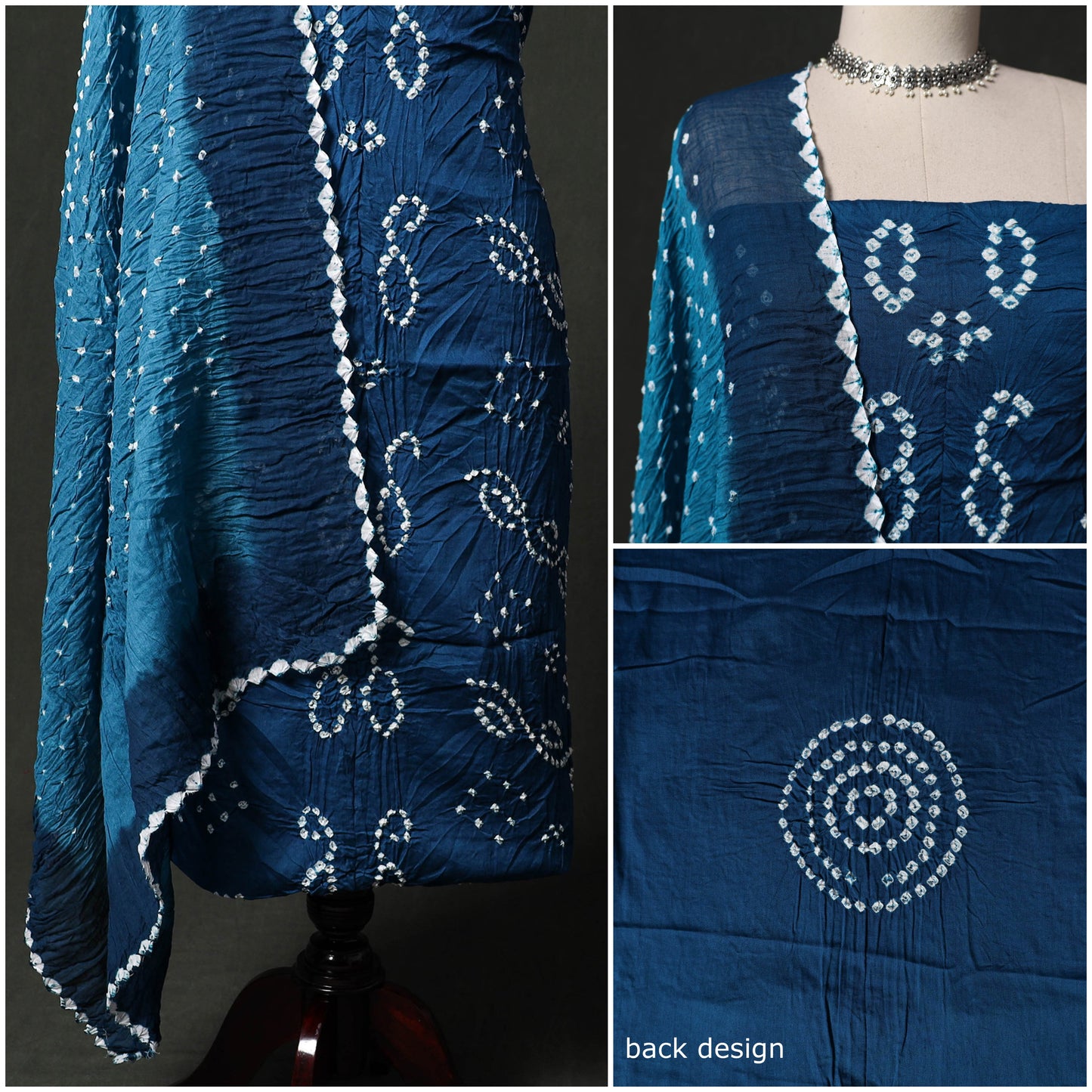 Kutch tie-dye satin cotton bandhani 3pc unstitched dress