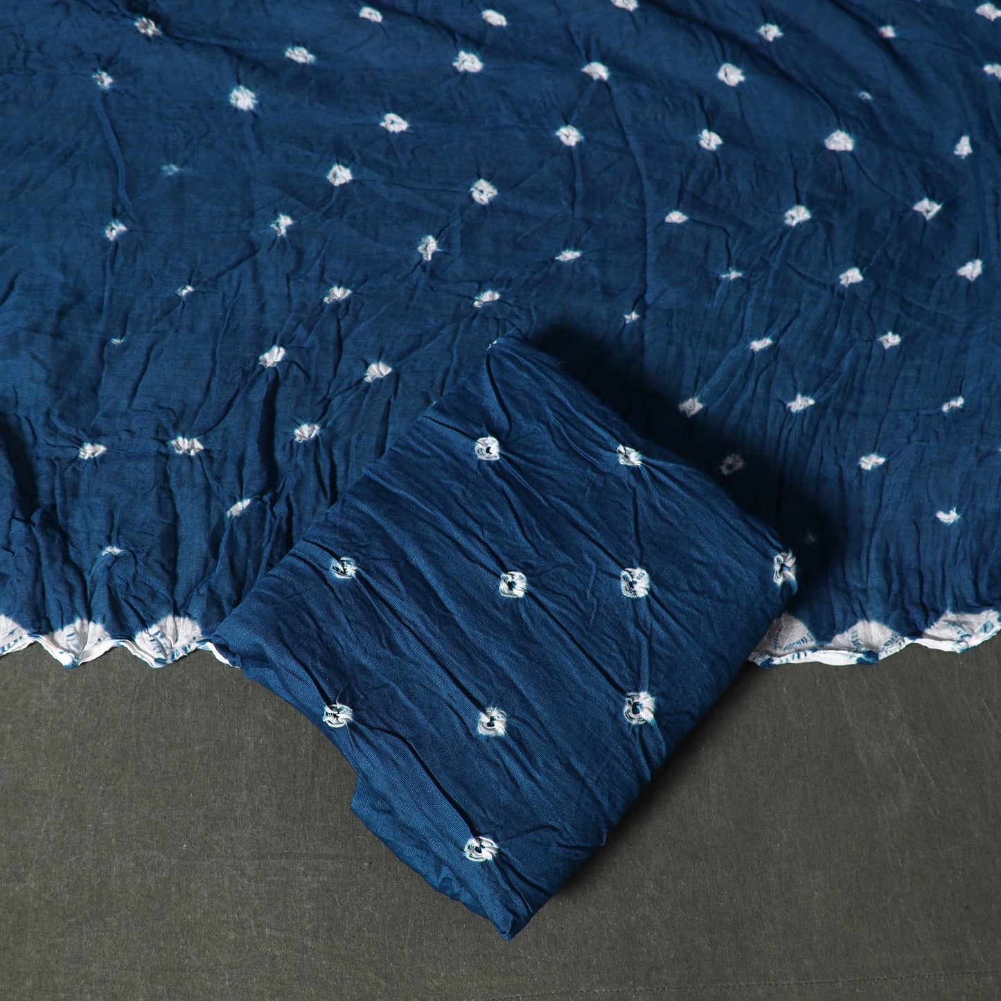 Kutch tie-dye satin cotton bandhani 3pc unstitched dress