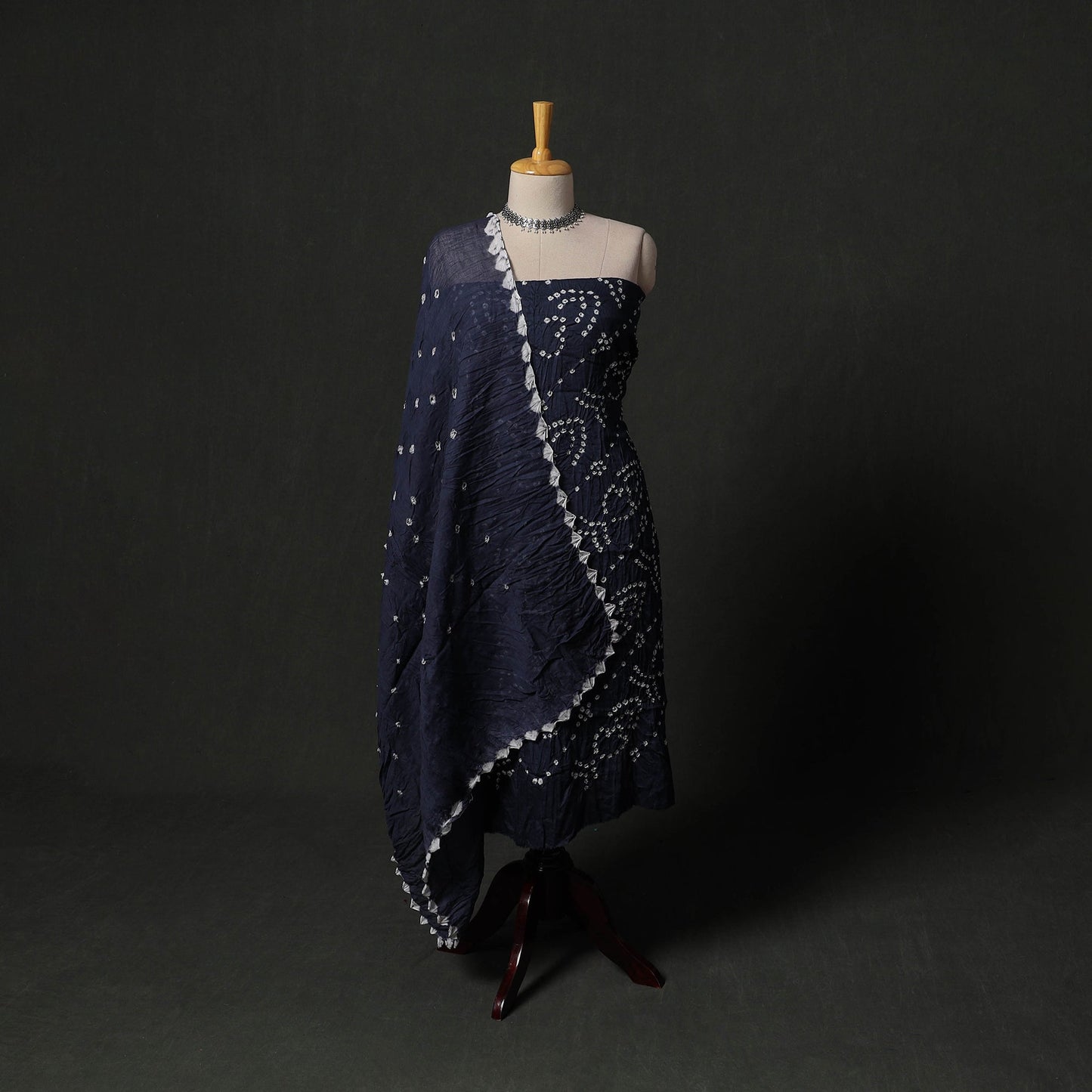 Kutch tie-dye satin cotton bandhani 3pc unstitched dress