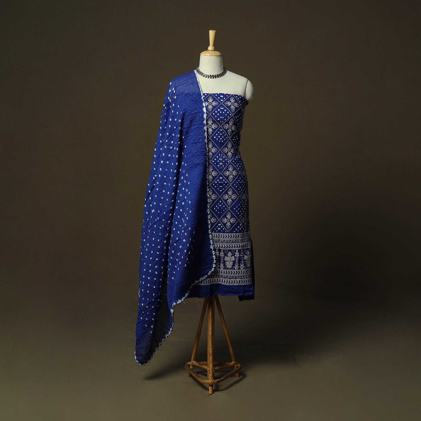 Kutch tie-dye satin cotton bandhani 3pc unstitched dress