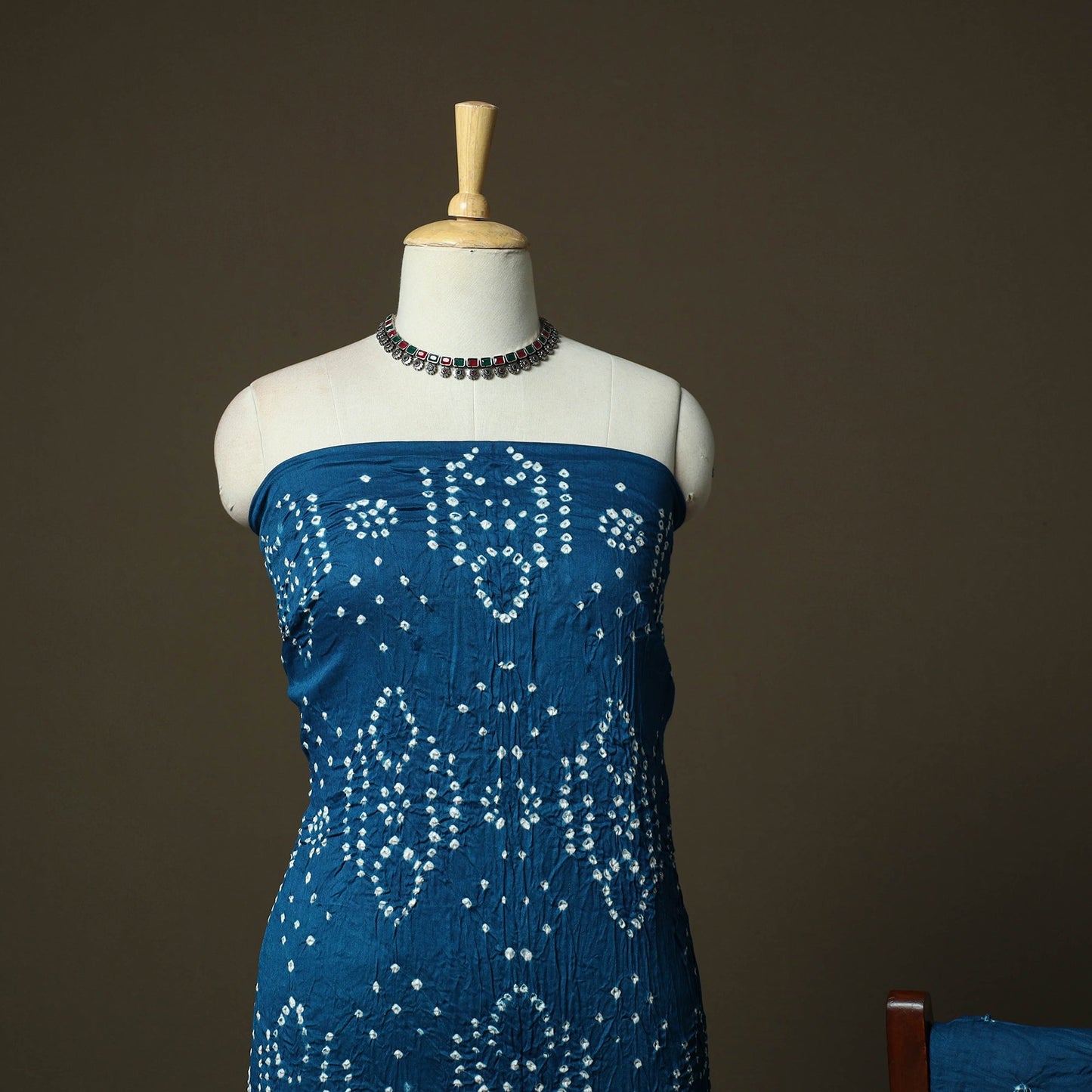 Kutch tie-dye satin cotton bandhani 3pc unstitched dress