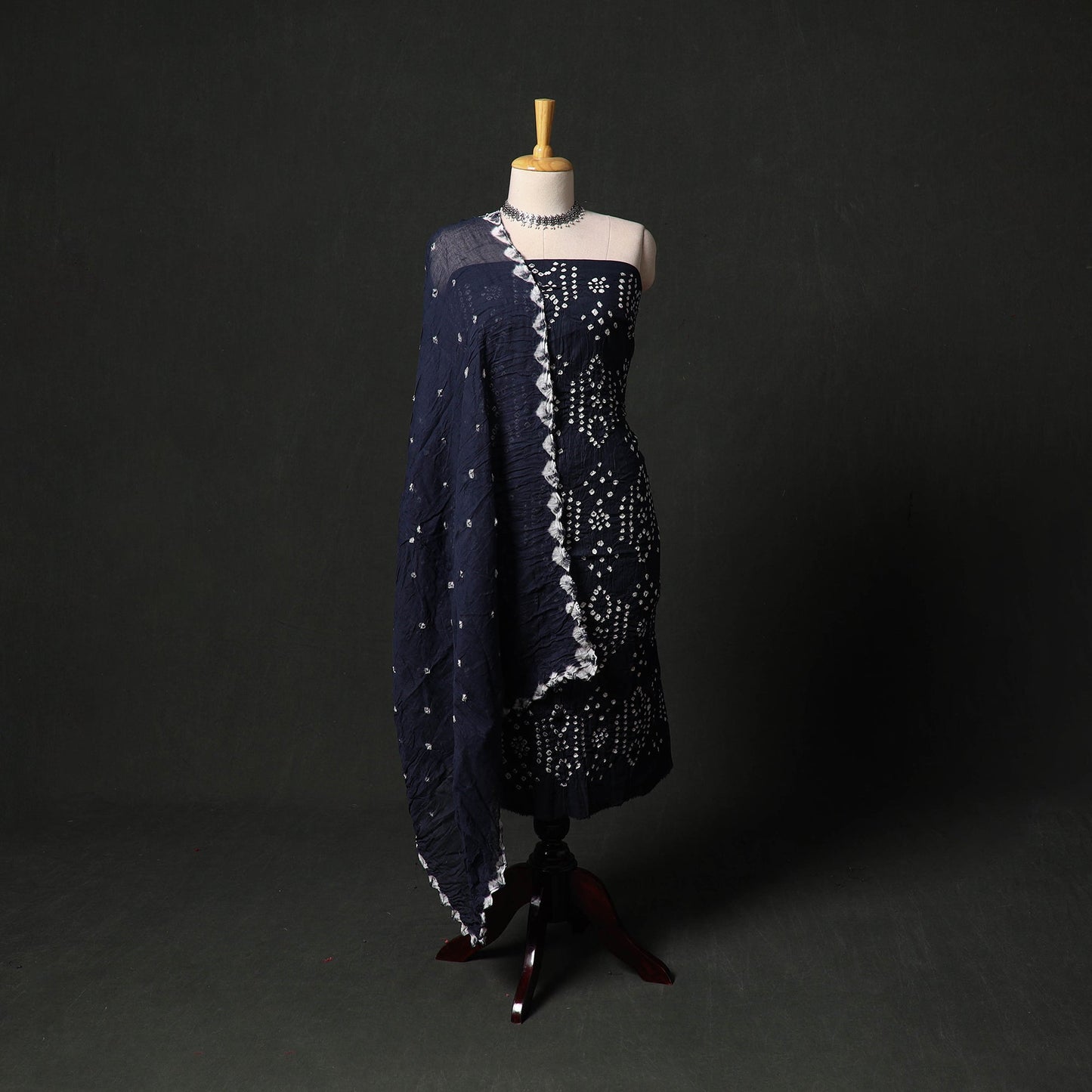 Kutch tie-dye satin cotton bandhani 3pc unstitched dress
