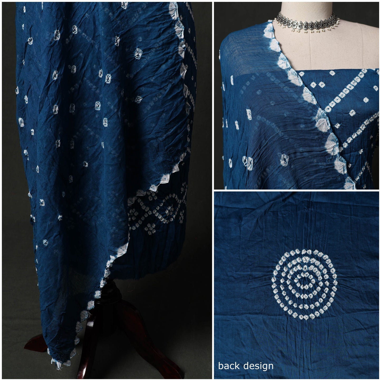 Kutch tie-dye satin cotton bandhani 3pc unstitched dress
