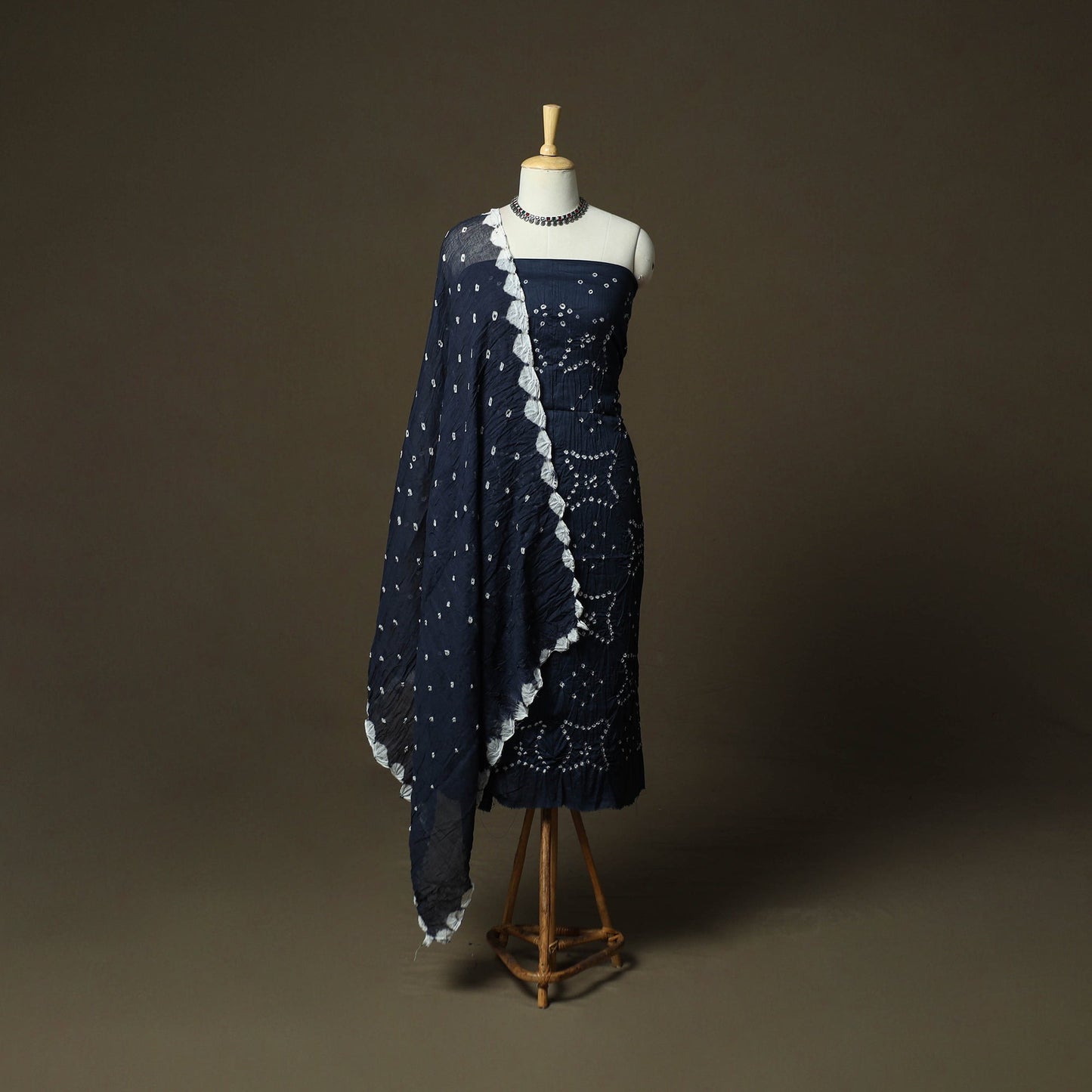 Kutch tie-dye satin cotton bandhani 3pc unstitched dress