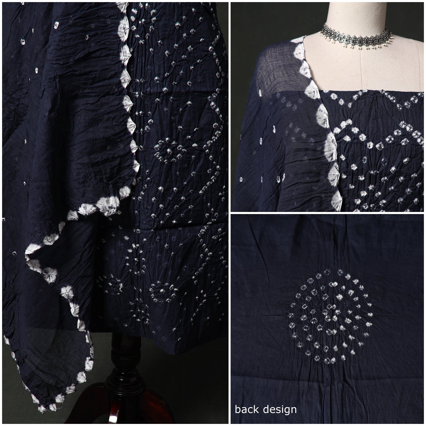 Kutch tie-dye satin cotton bandhani 3pc unstitched dress