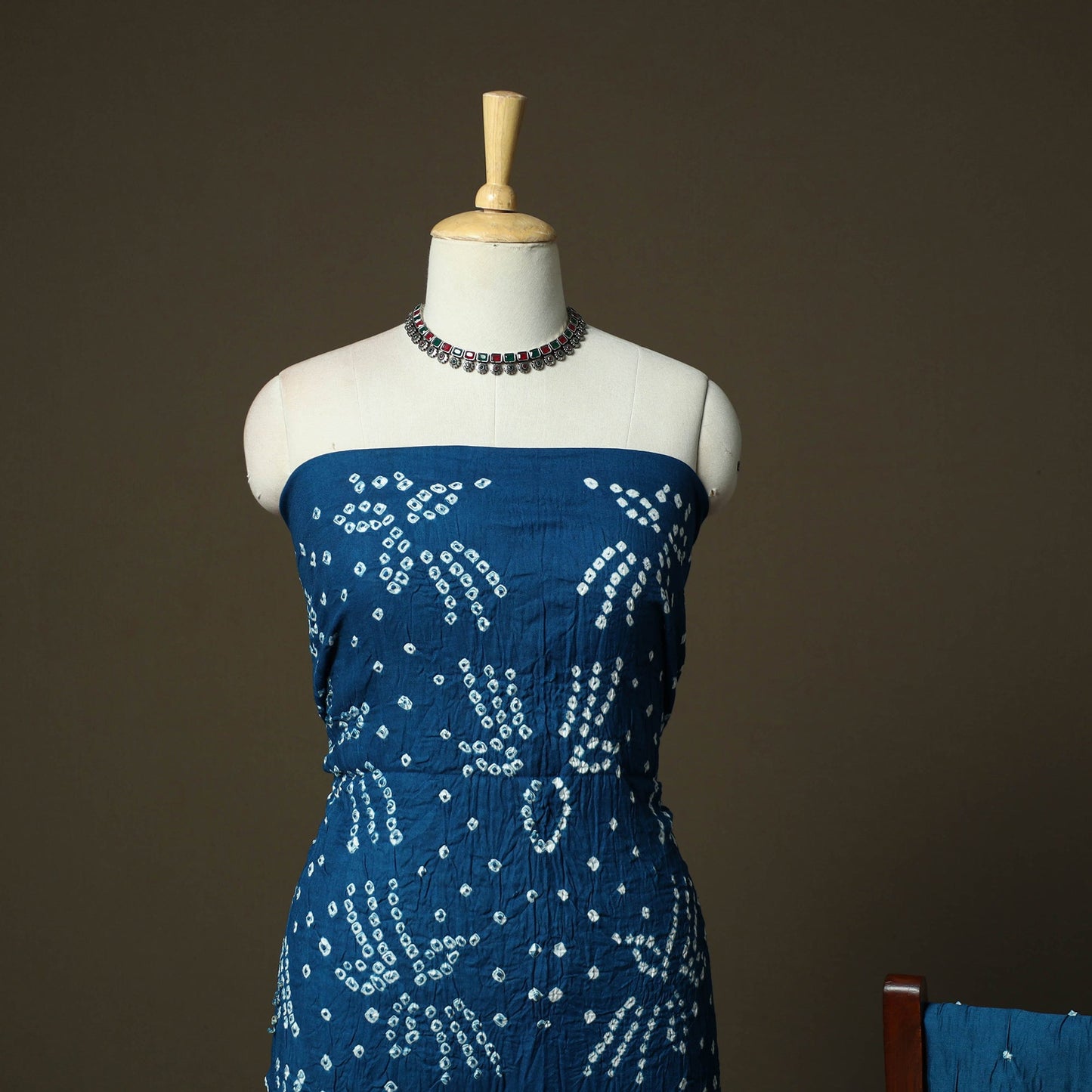 Kutch tie-dye satin cotton bandhani 3pc unstitched dress