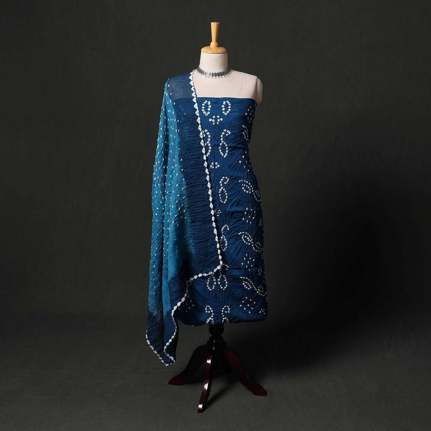 Kutch tie-dye satin cotton bandhani 3pc unstitched dress