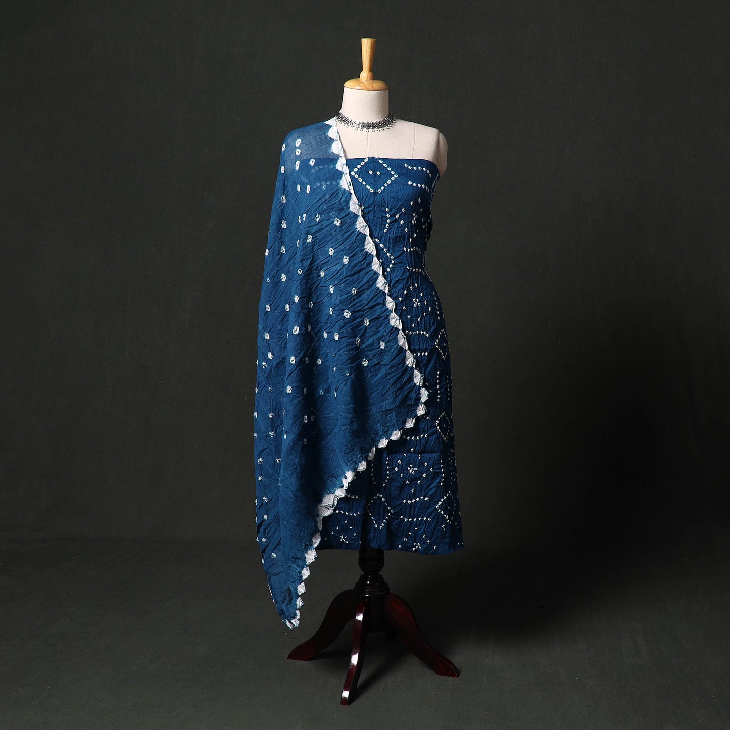 Kutch tie-dye satin cotton bandhani 3pc unstitched dress