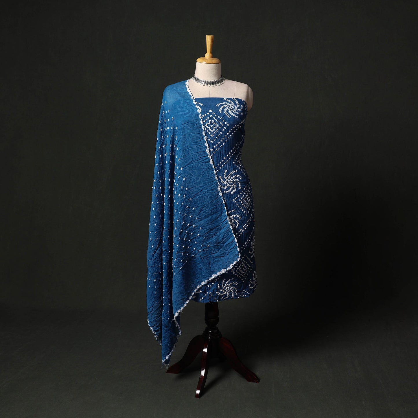 Kutch tie-dye satin cotton bandhani 3pc unstitched dress