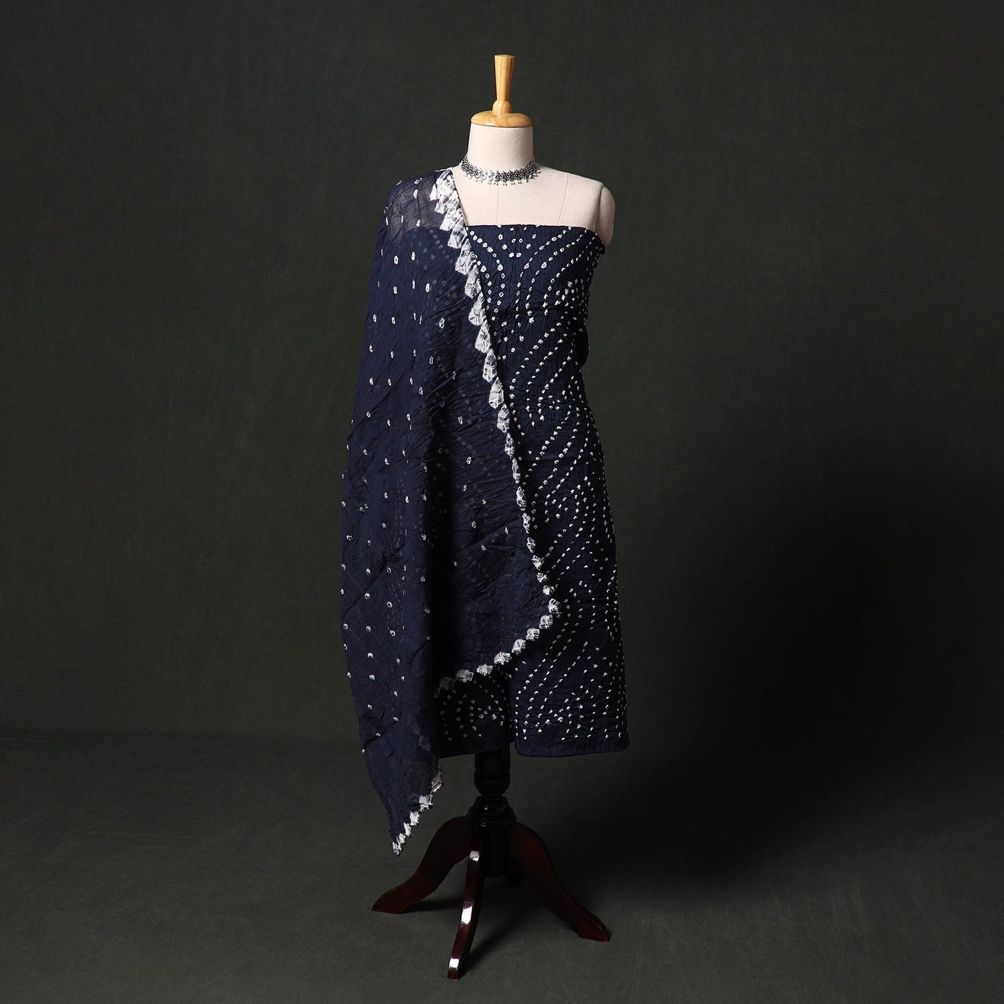 Kutch tie-dye satin cotton bandhani 3pc unstitched dress