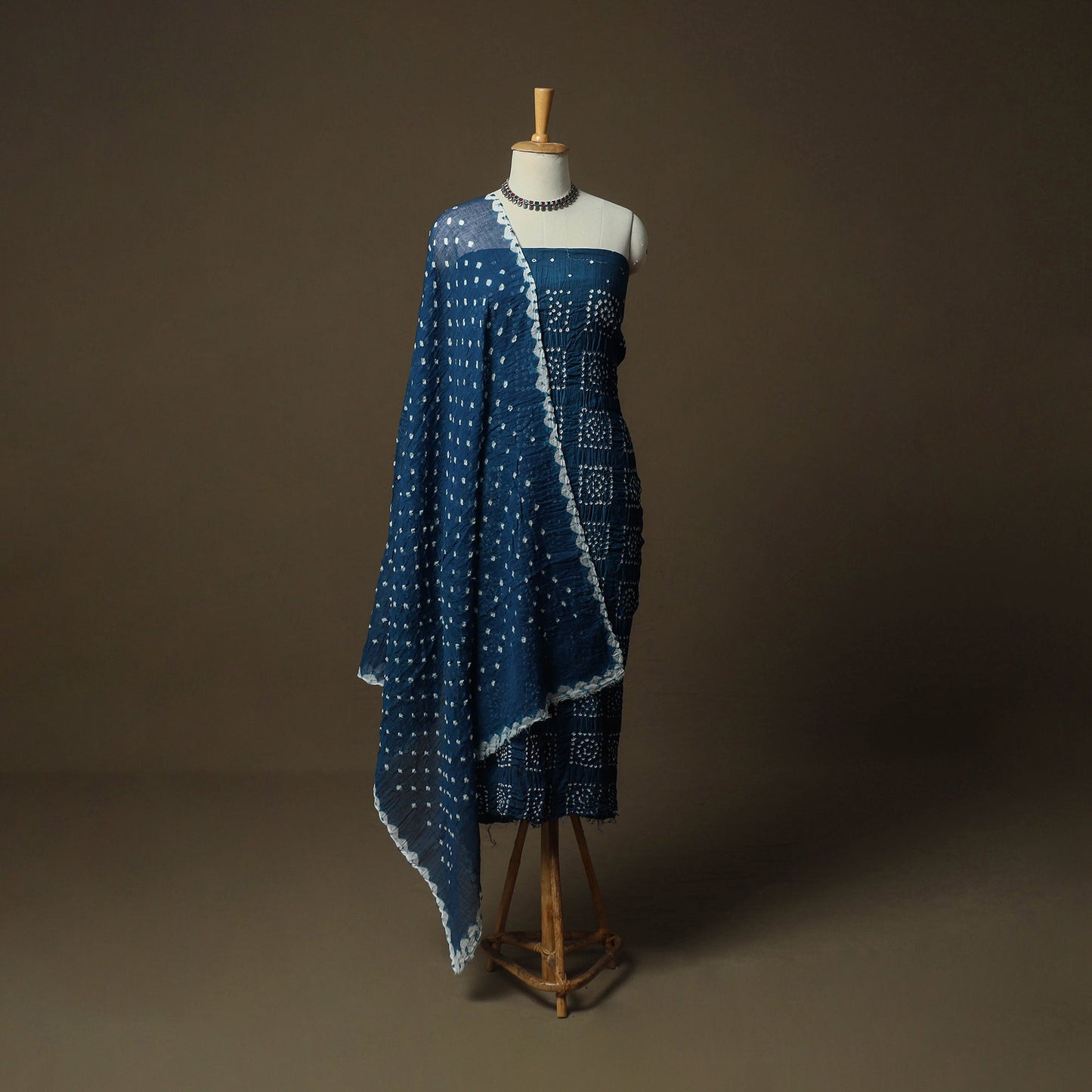 Kutch tie-dye satin cotton bandhani 3pc unstitched dress