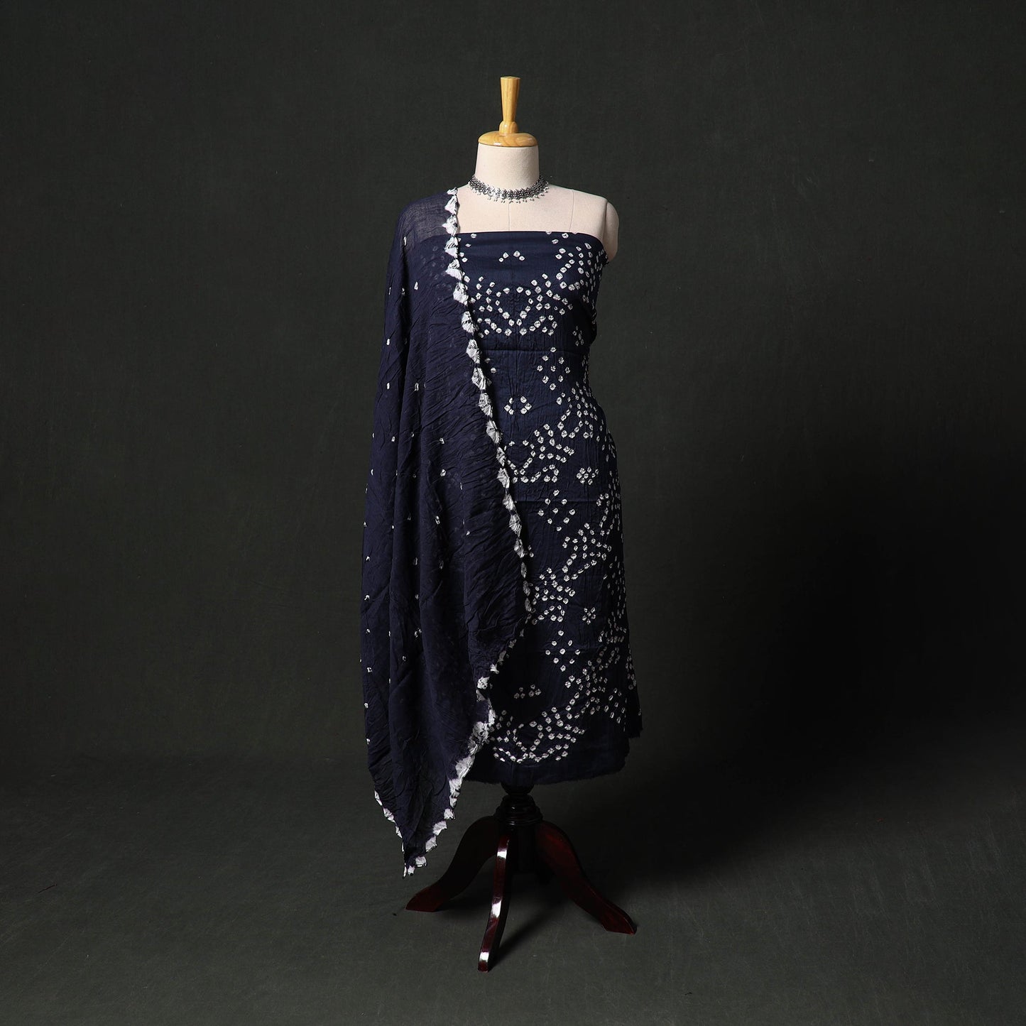 Kutch tie-dye satin cotton bandhani 3pc unstitched dress