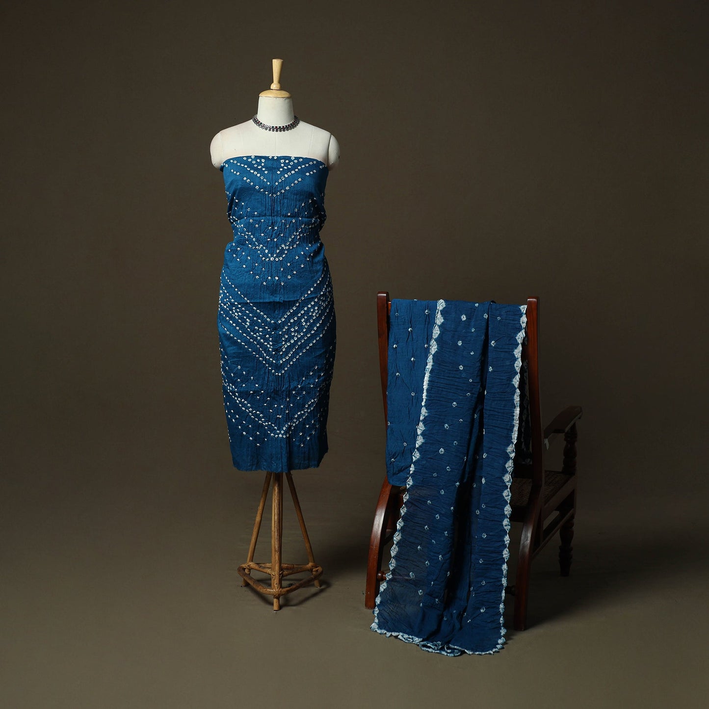 Kutch tie-dye satin cotton bandhani 3pc unstitched dress