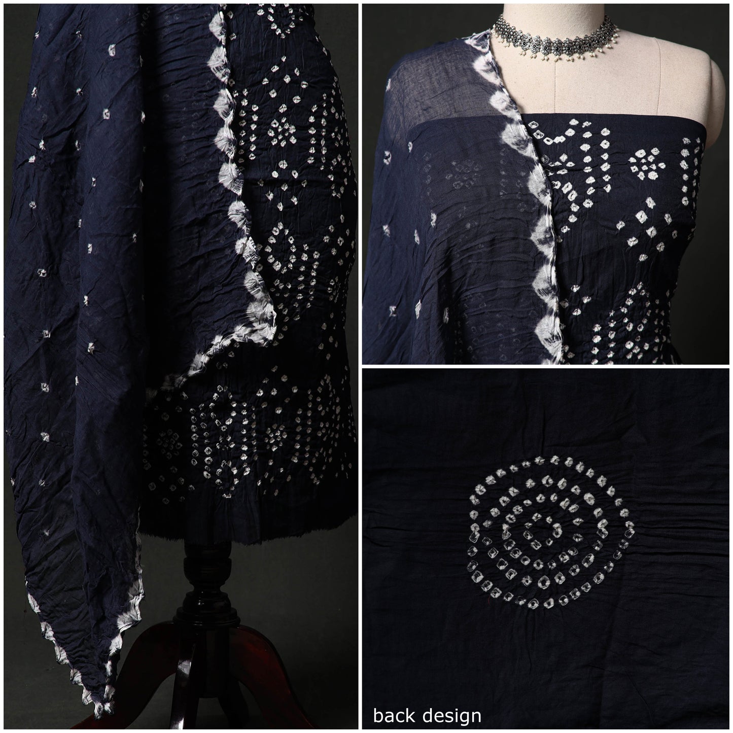 Kutch tie-dye satin cotton bandhani 3pc unstitched dress