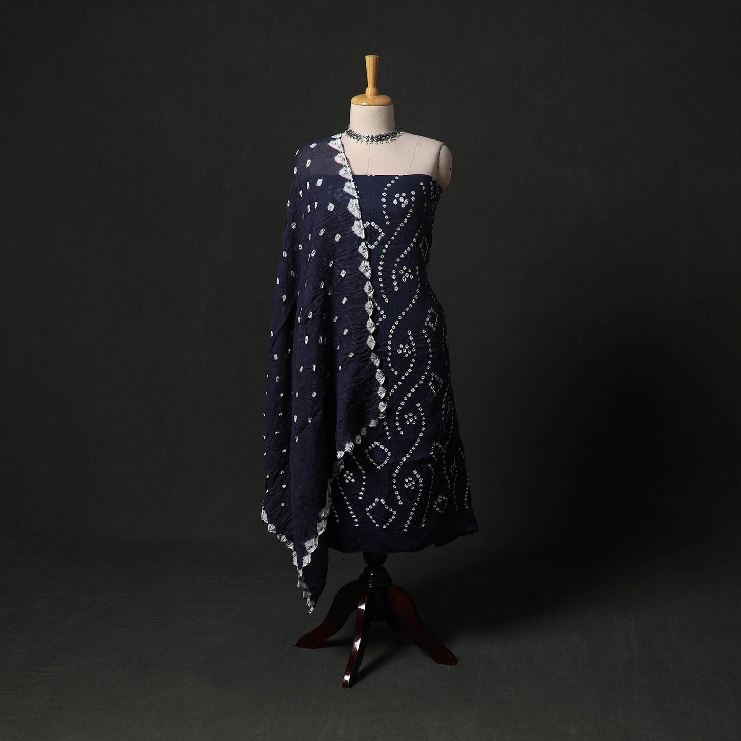 Kutch tie-dye satin cotton bandhani 3pc unstitched dress
