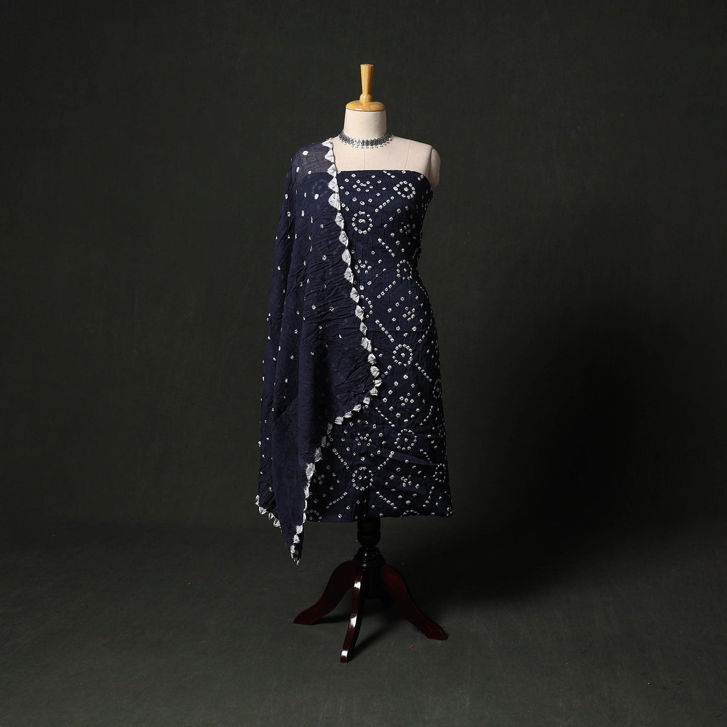 Kutch tie-dye satin cotton bandhani 3pc unstitched dress