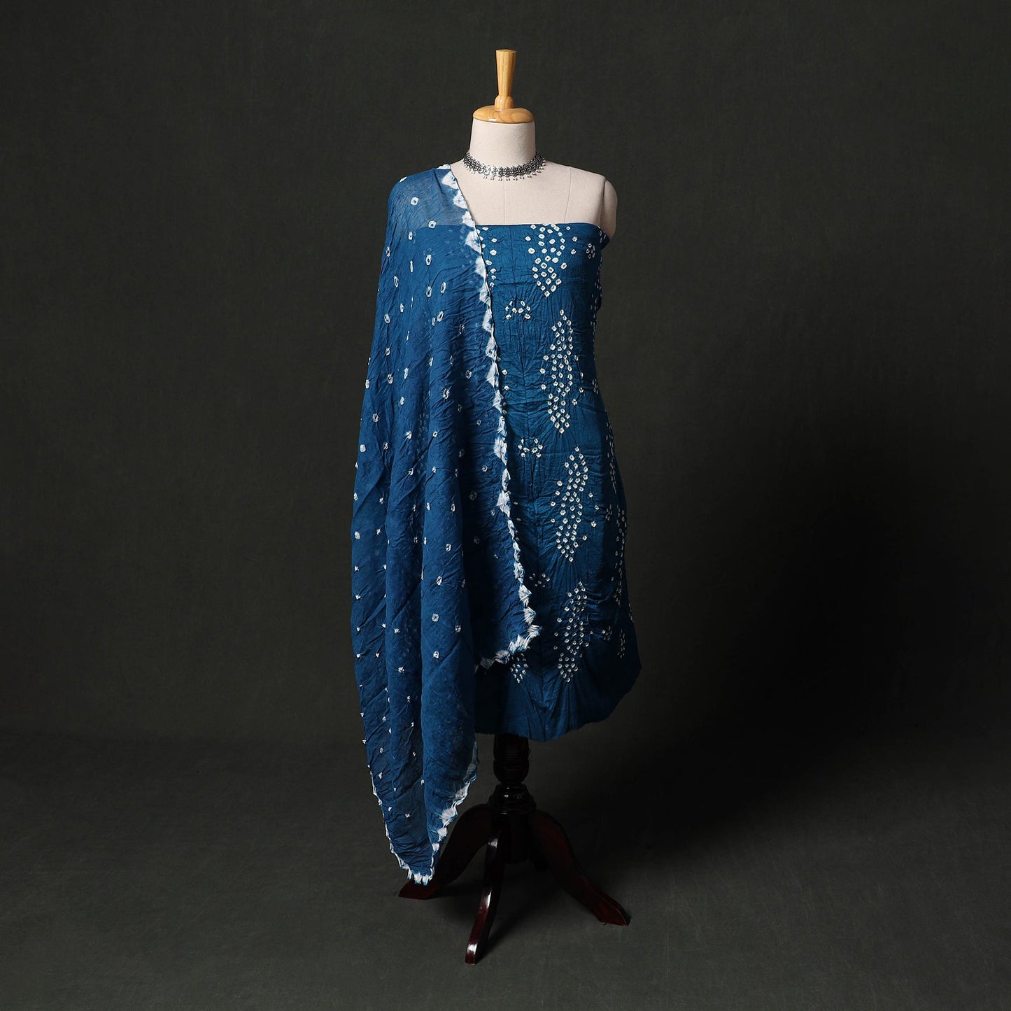 Kutch tie-dye satin cotton bandhani 3pc unstitched dress