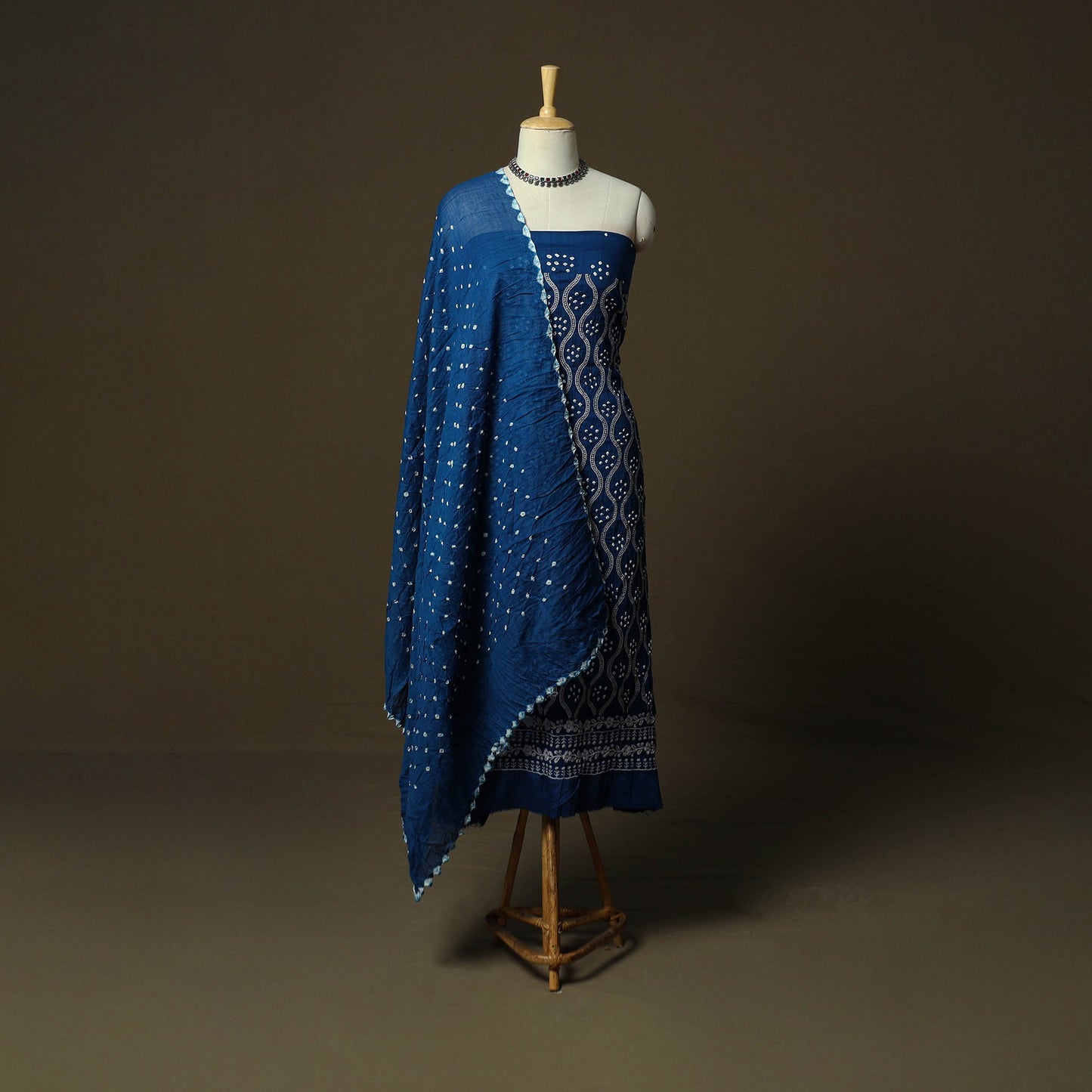 Kutch tie-dye satin cotton bandhani 3pc unstitched dress