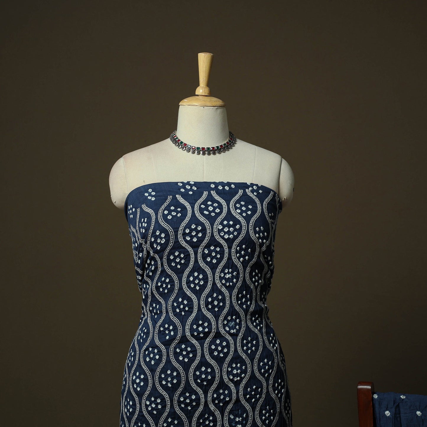 Kutch tie-dye satin cotton bandhani 3pc unstitched dress