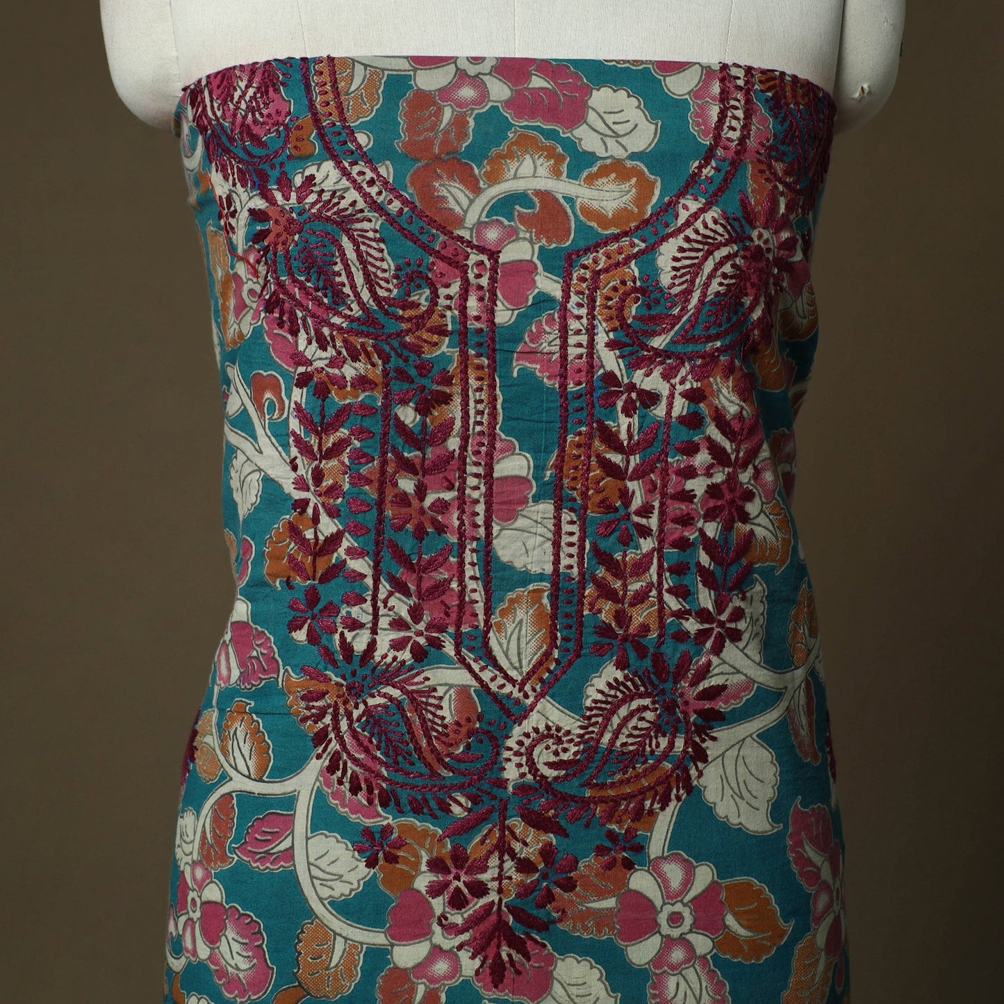 Lucknowi chikankari hand work kalamkari unstitched kurta