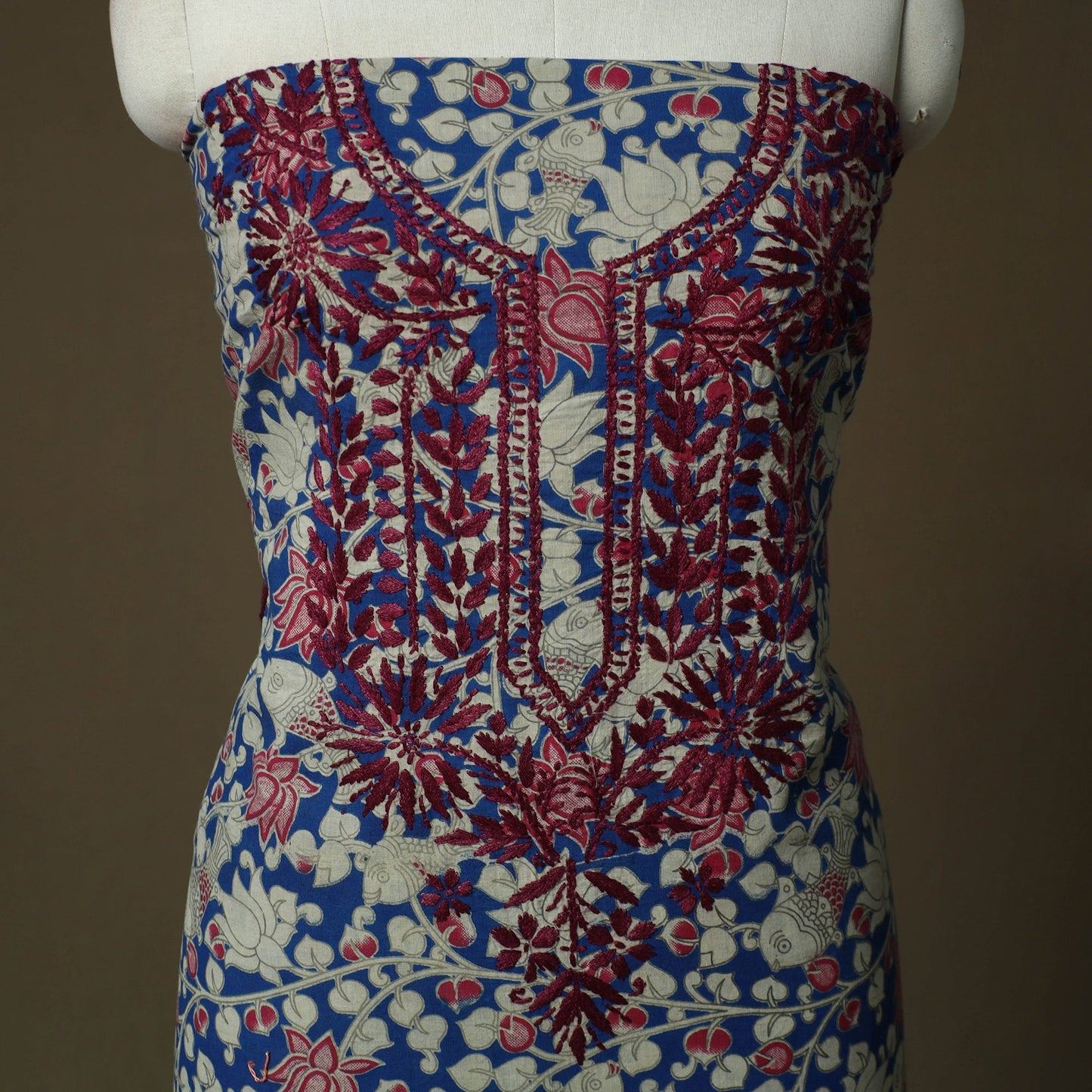 Lucknowi chikankari hand work kalamkari unstitched kurta