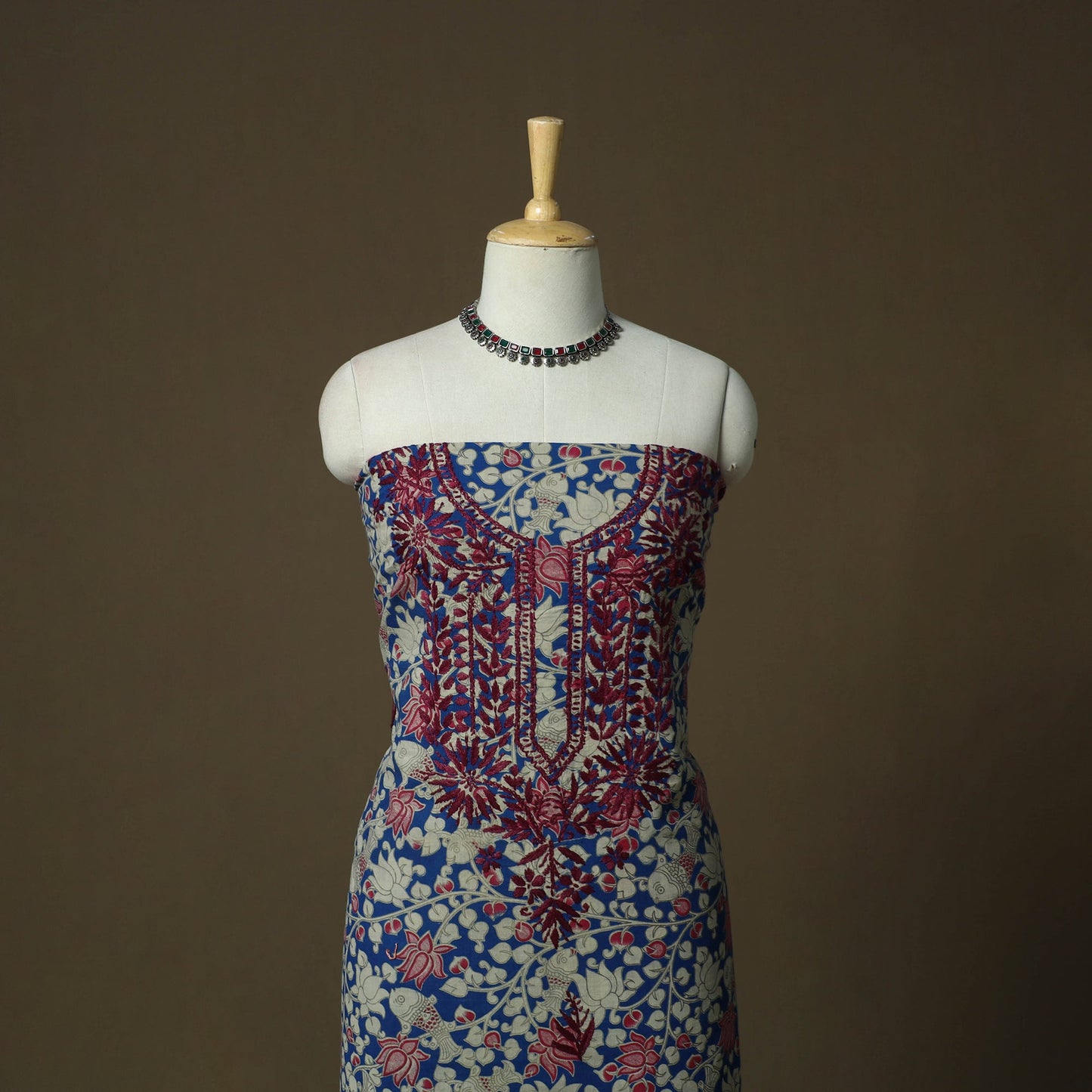 Lucknowi chikankari hand work kalamkari unstitched kurta