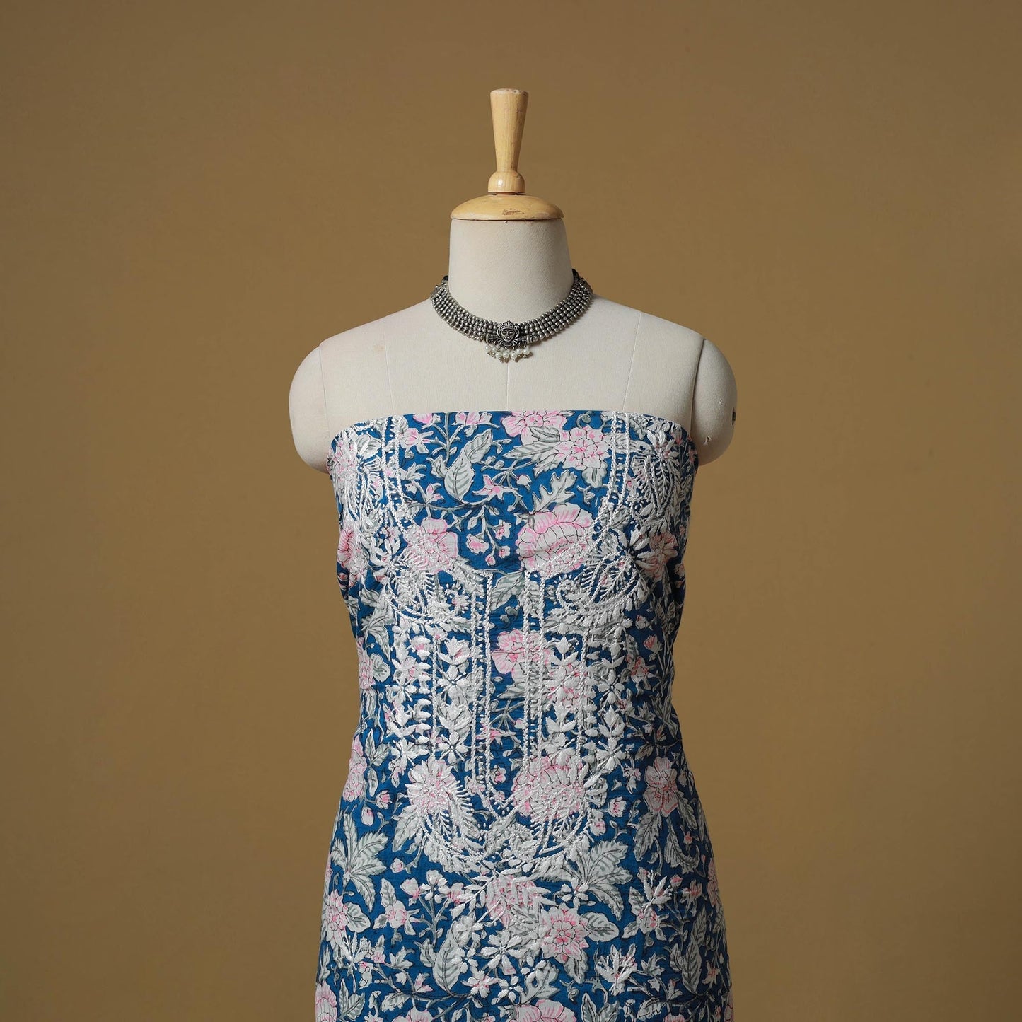 Lucknowi chikankari hand work sanganeri unstitched kurta