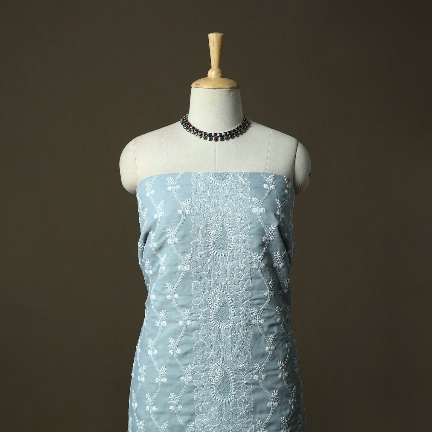 Lucknowi hand embroidered cotton chikankari 3pc unstitched