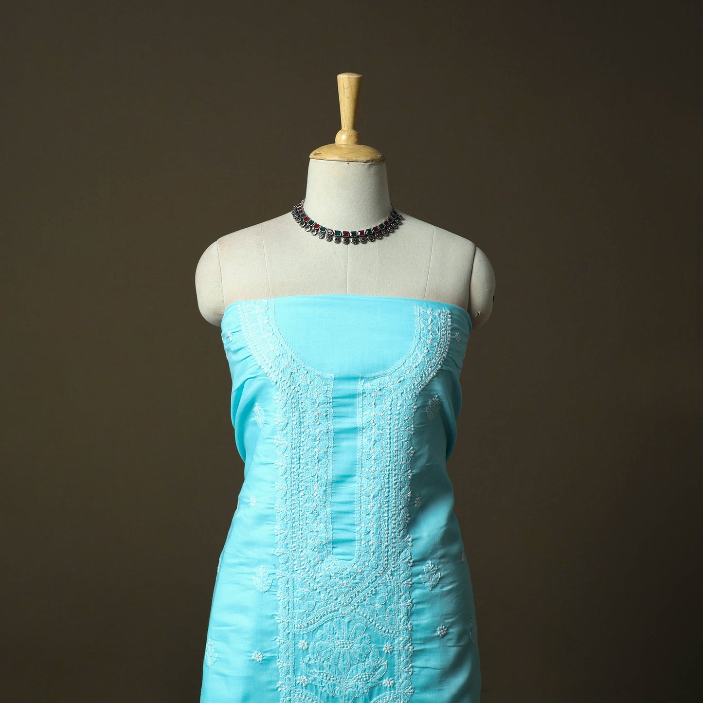 Blue - lucknowi hand embroidered cotton chikankari 3pc
