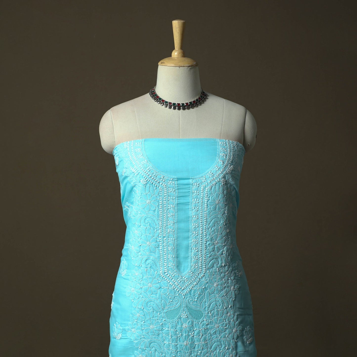 Lucknowi hand embroidered cotton chikankari 3pc unstitched