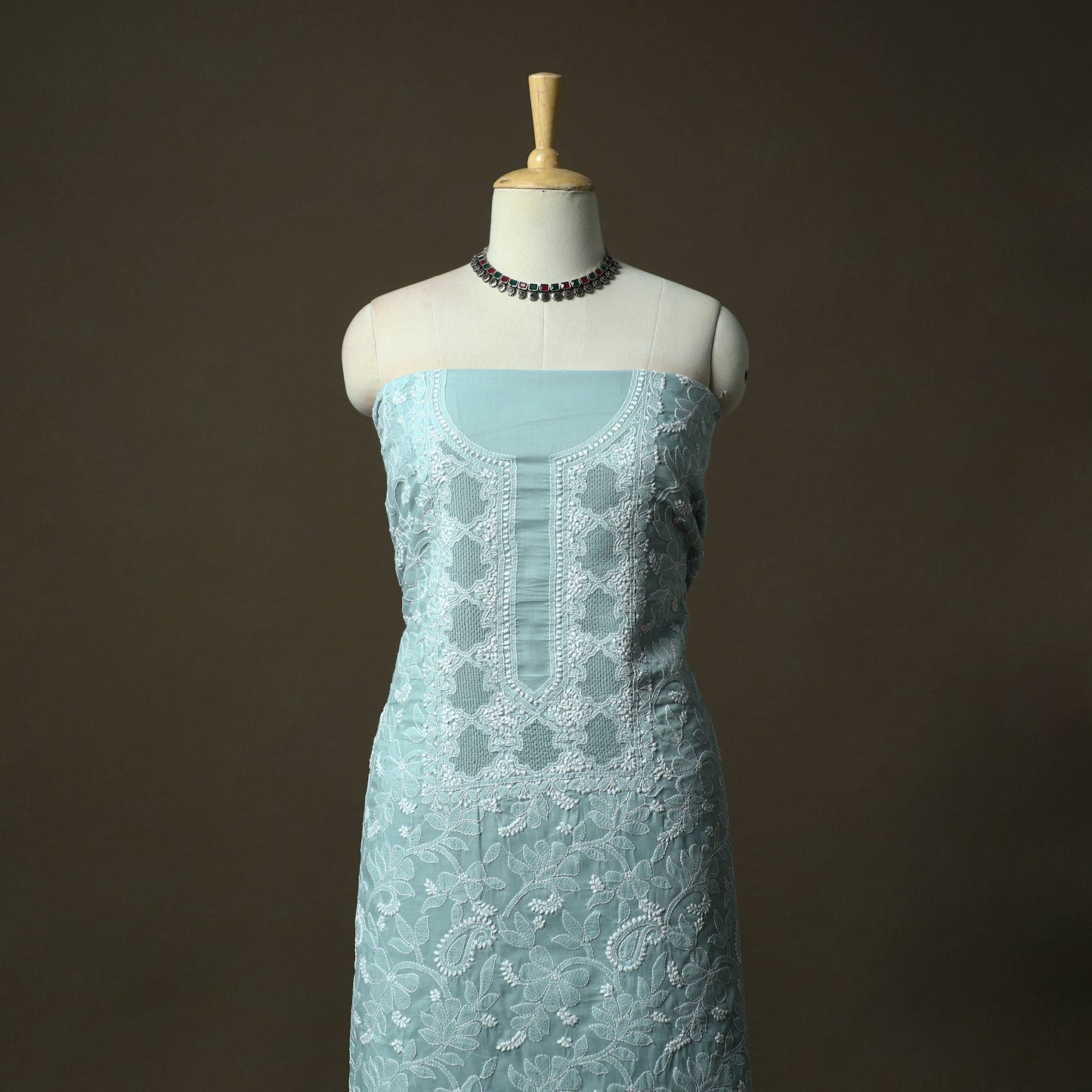 Lucknowi hand embroidered cotton chikankari 3pc unstitched