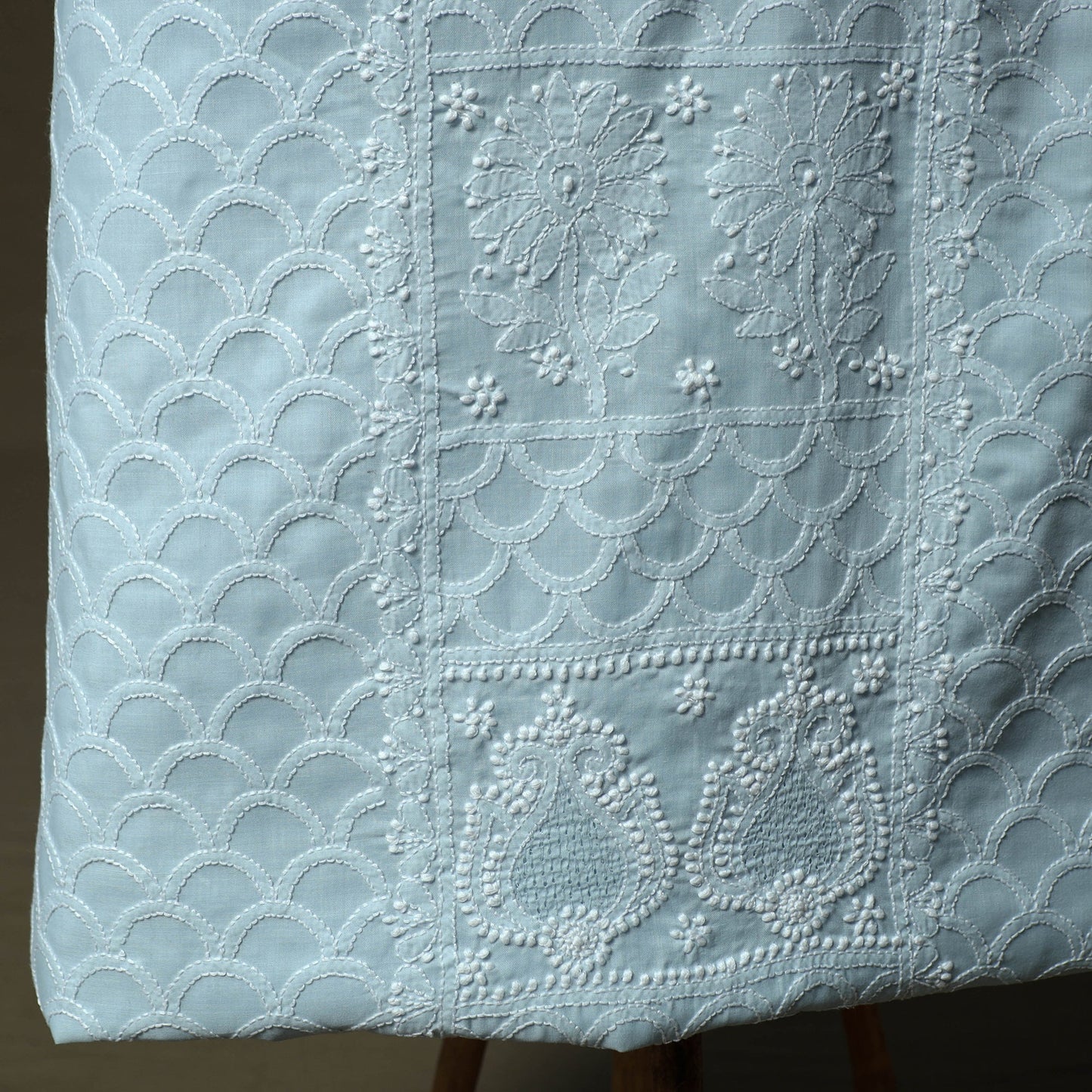 Lucknowi hand embroidered cotton chikankari 3pc unstitched