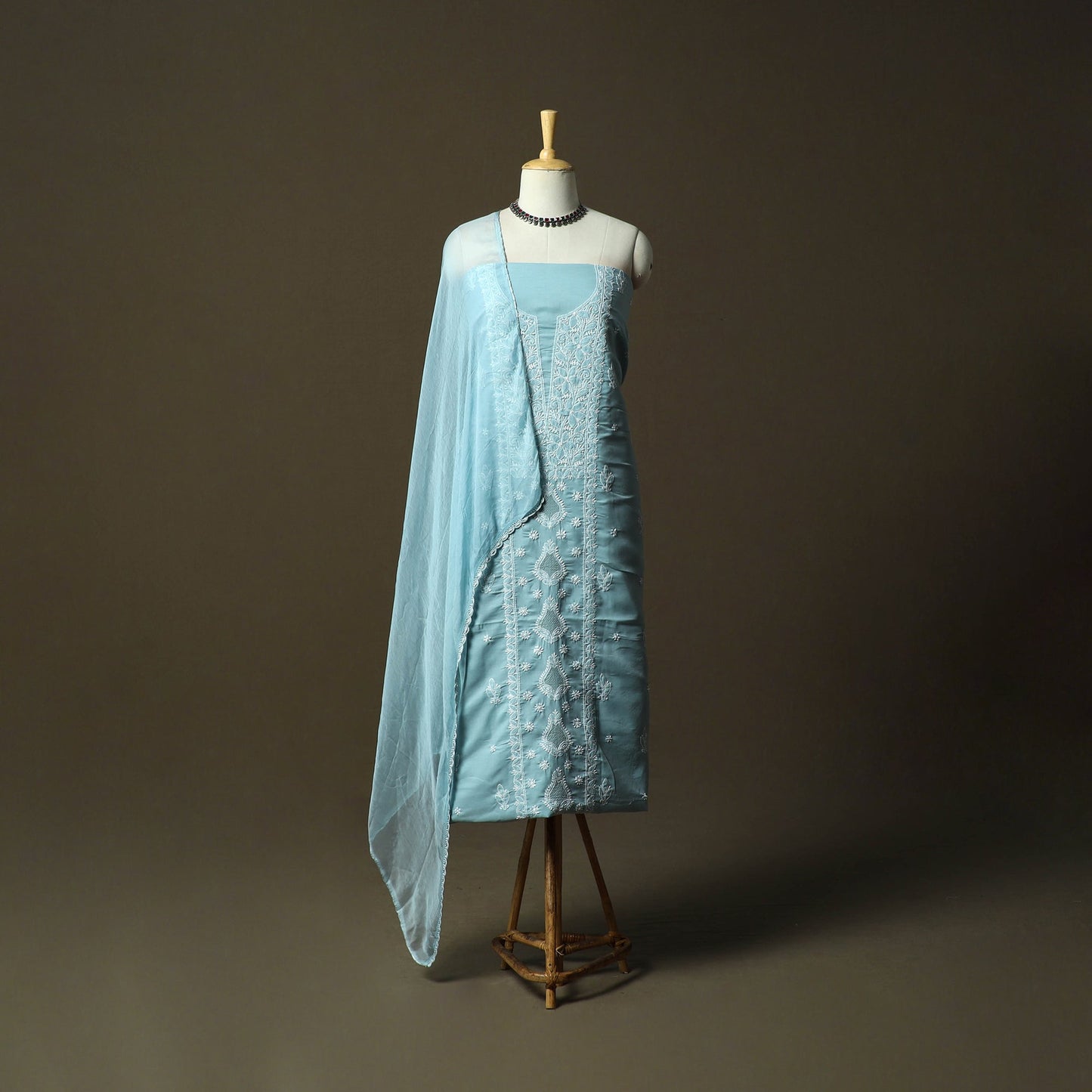 Lucknowi hand embroidered cotton chikankari 3pc unstitched