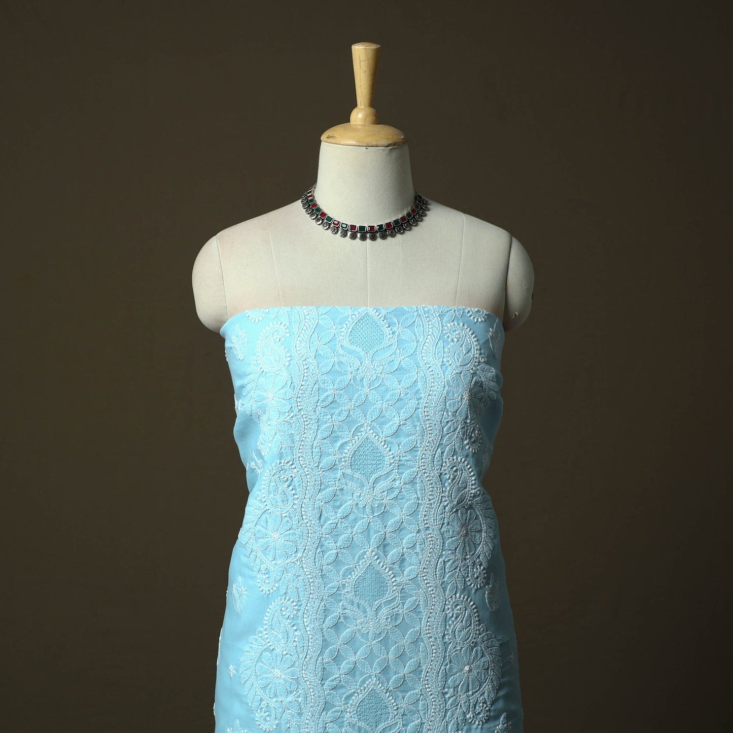 Blue - lucknowi hand embroidered cotton chikankari 3pc