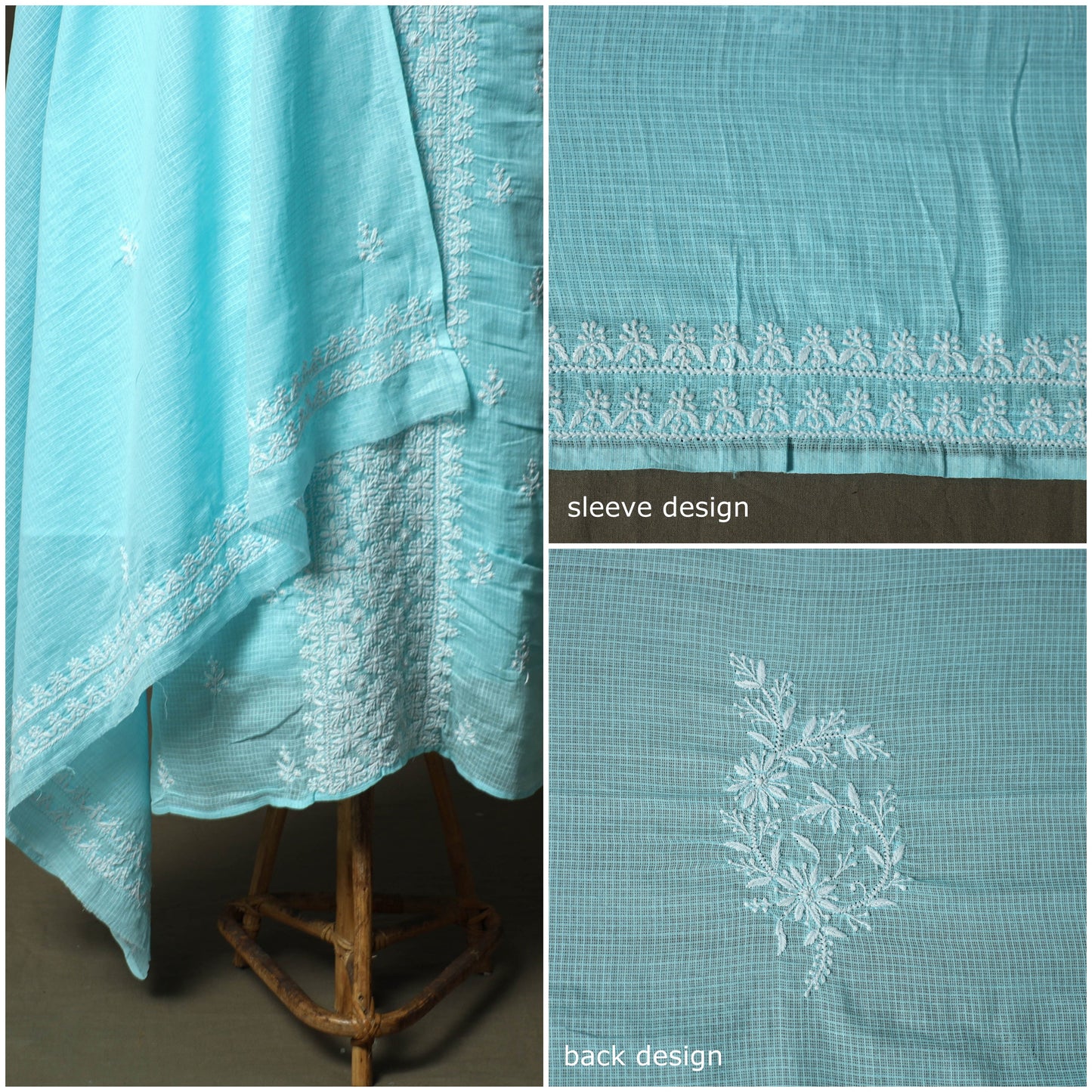 Lucknowi hand embroidered kota doria cotton chikankari 2pc