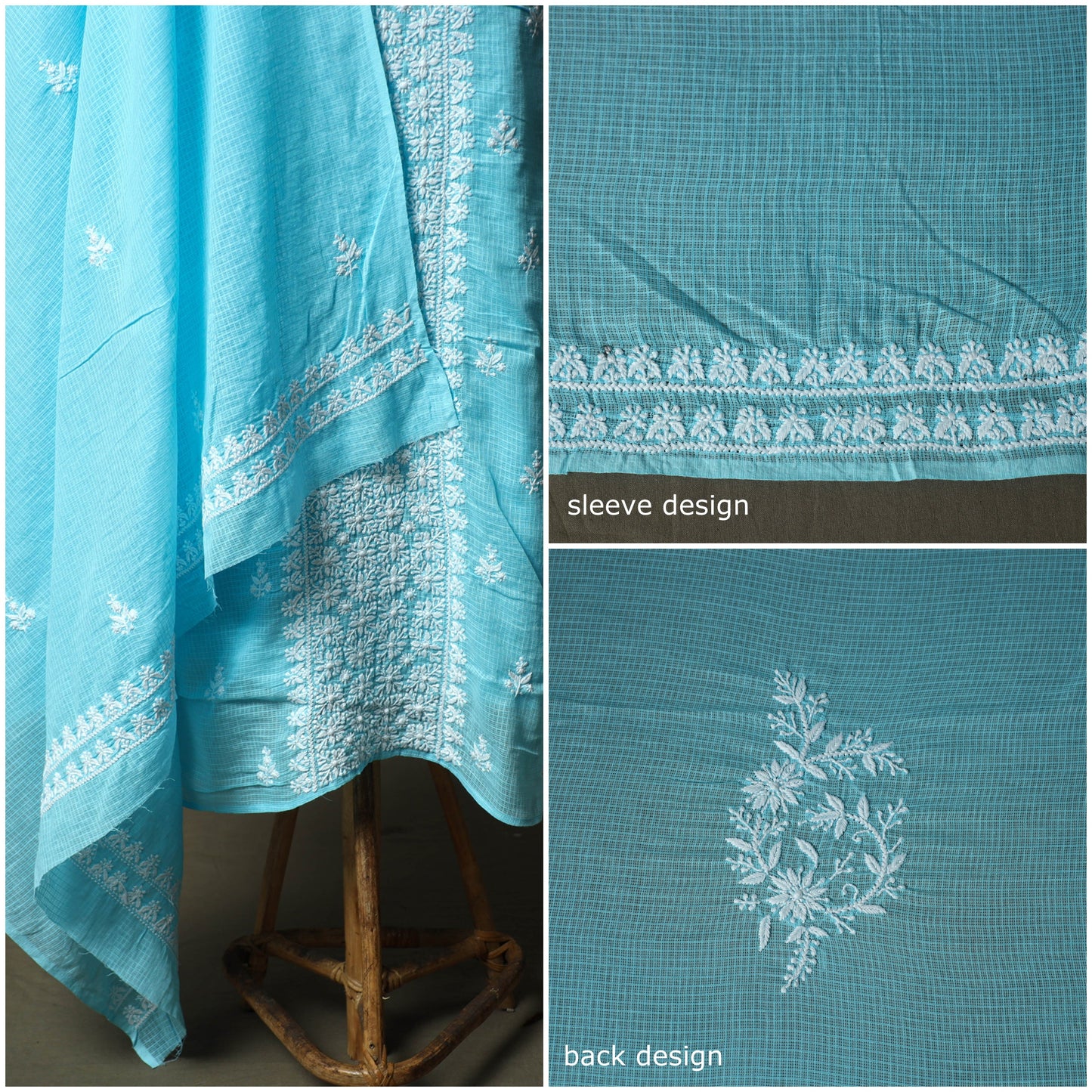 Lucknowi hand embroidered kota doria cotton chikankari 2pc